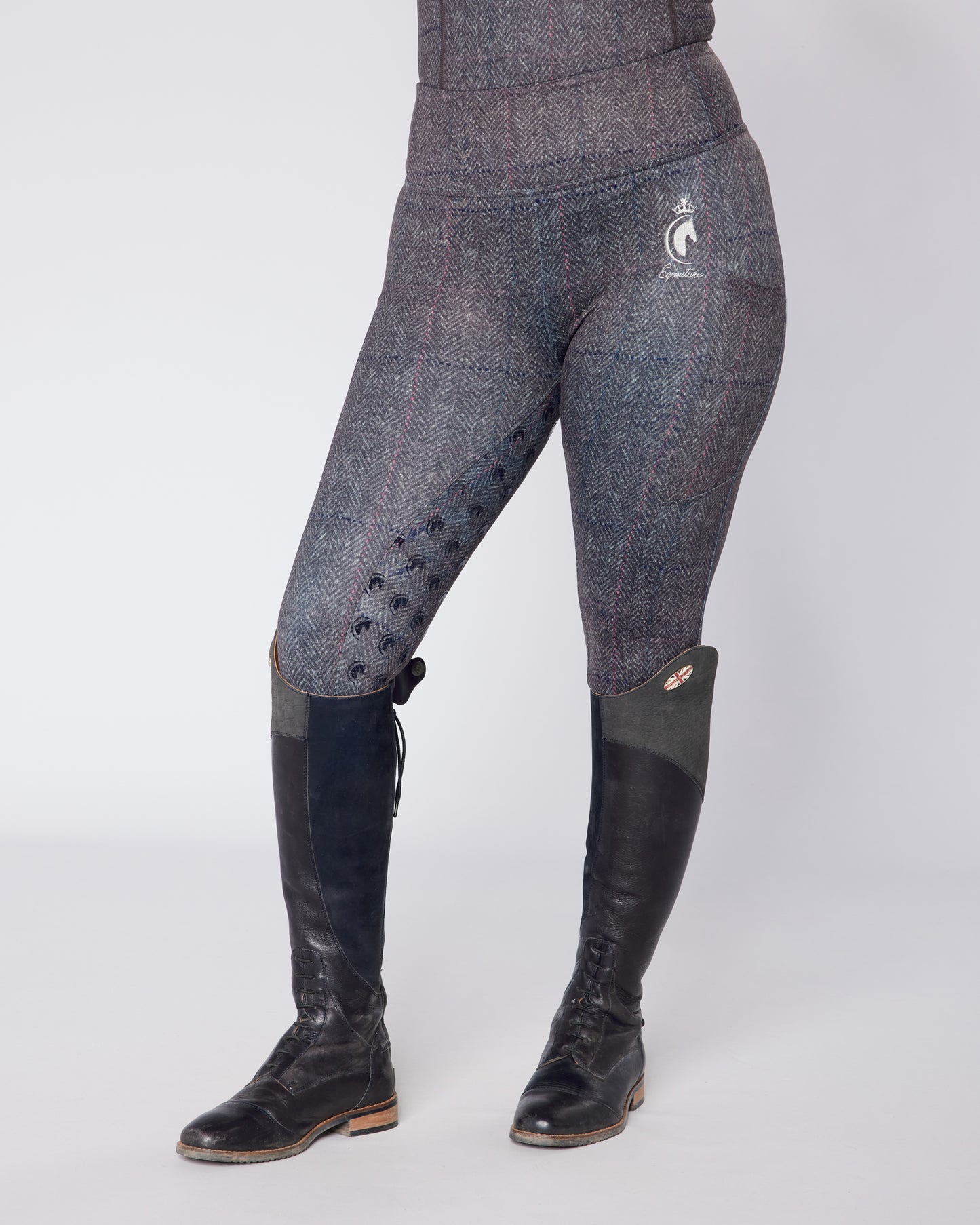 ORIGINALS Steel Grey Herringbone Tweed Riding Leggings - Full Grip