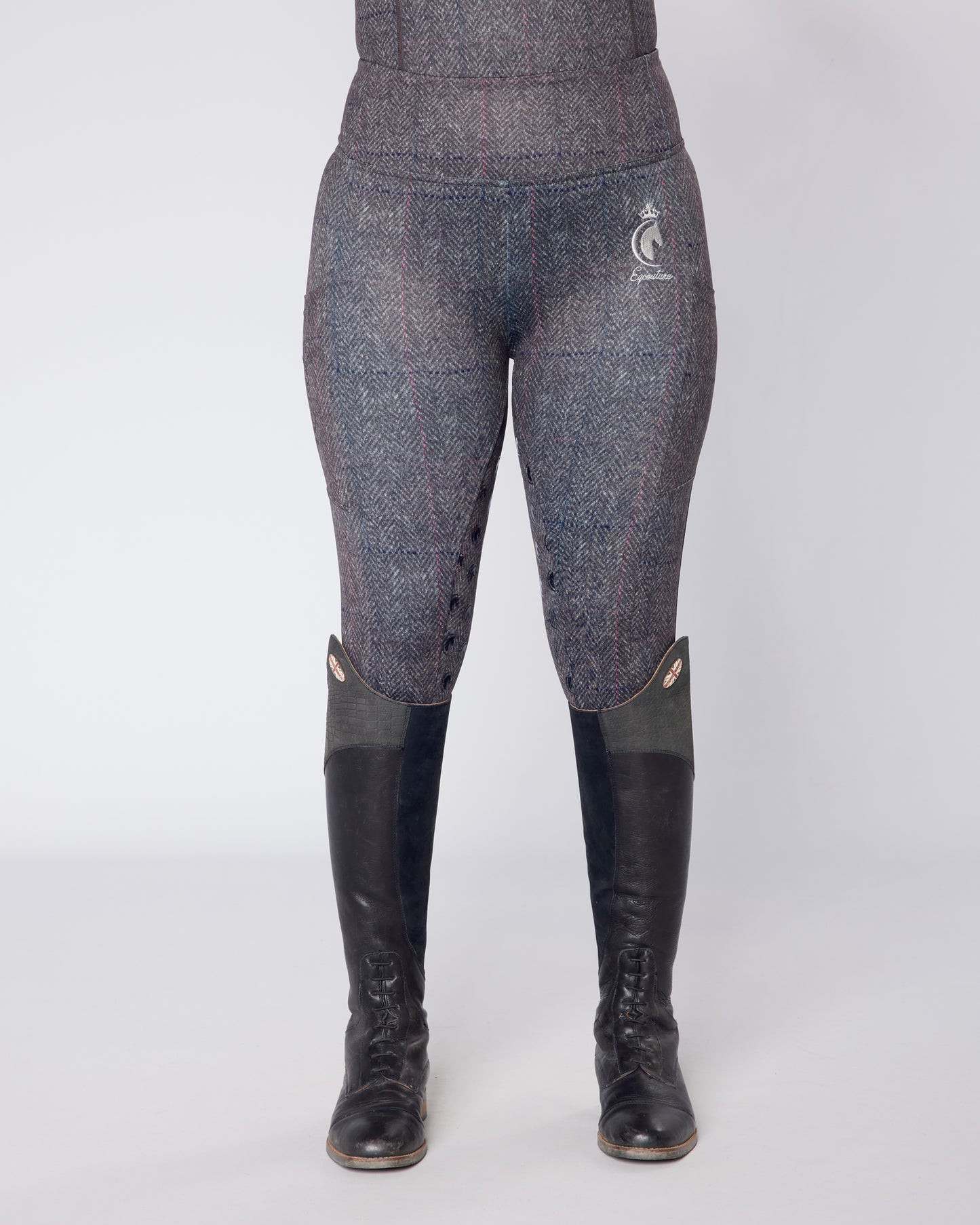 ORIGINALS Steel Grey Herringbone Tweed Riding Leggings - Full Grip