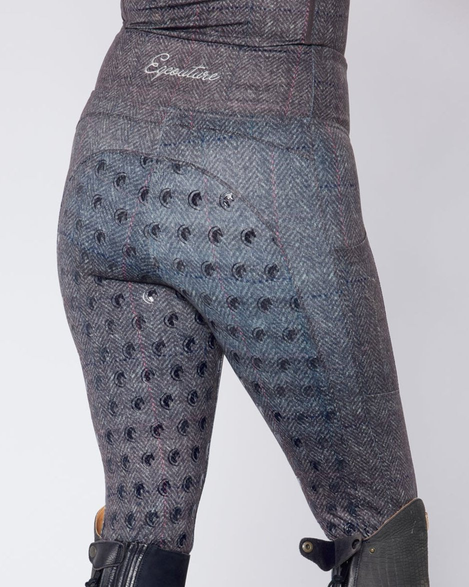 ORIGINALS Steel Grey Herringbone Tweed Riding Leggings - Full Grip