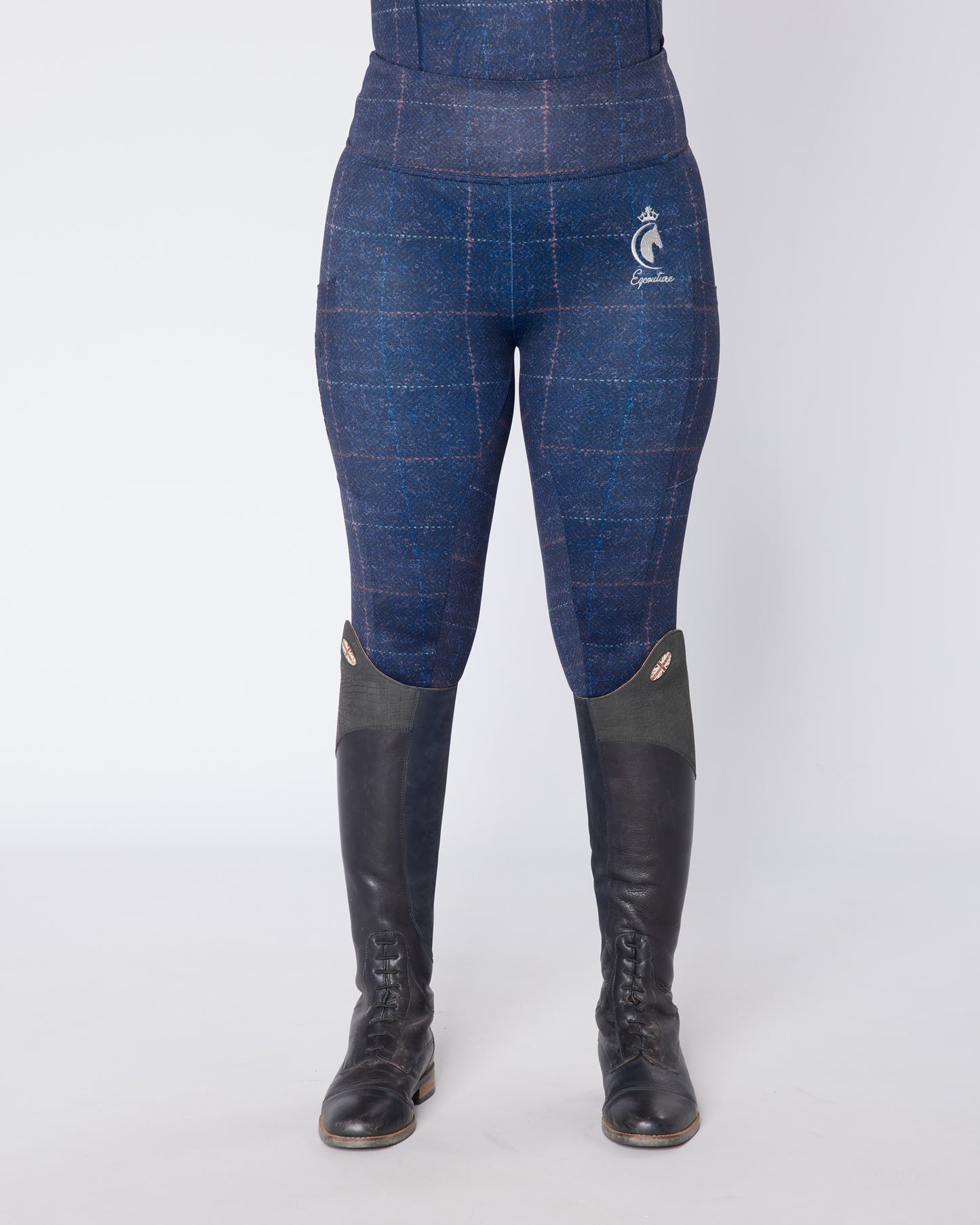ORIGINALS Navy Tweed Effect Riding Leggings - No Grip