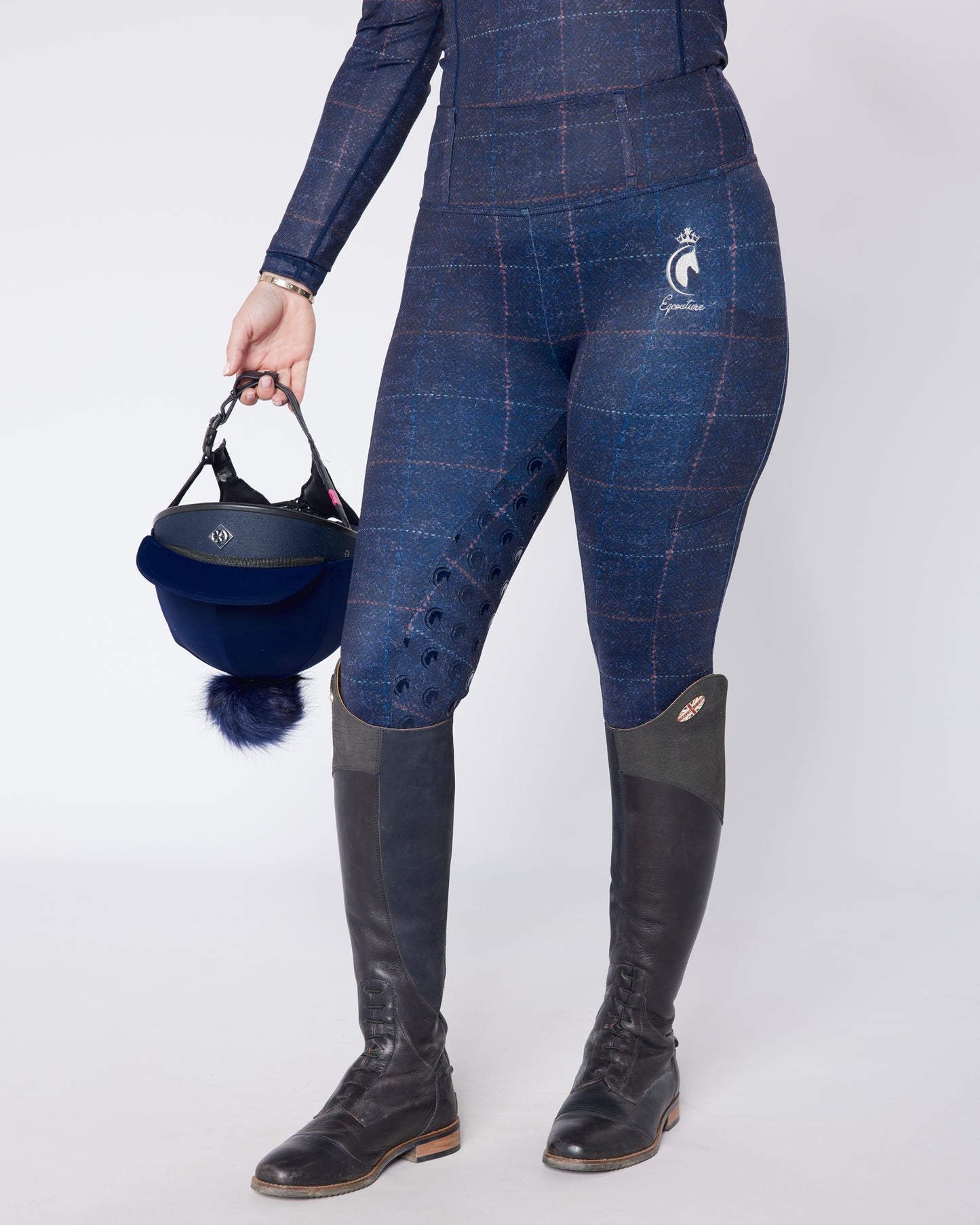 ORIGINALS Navy Tweed Effect Riding Leggings - Full Grip