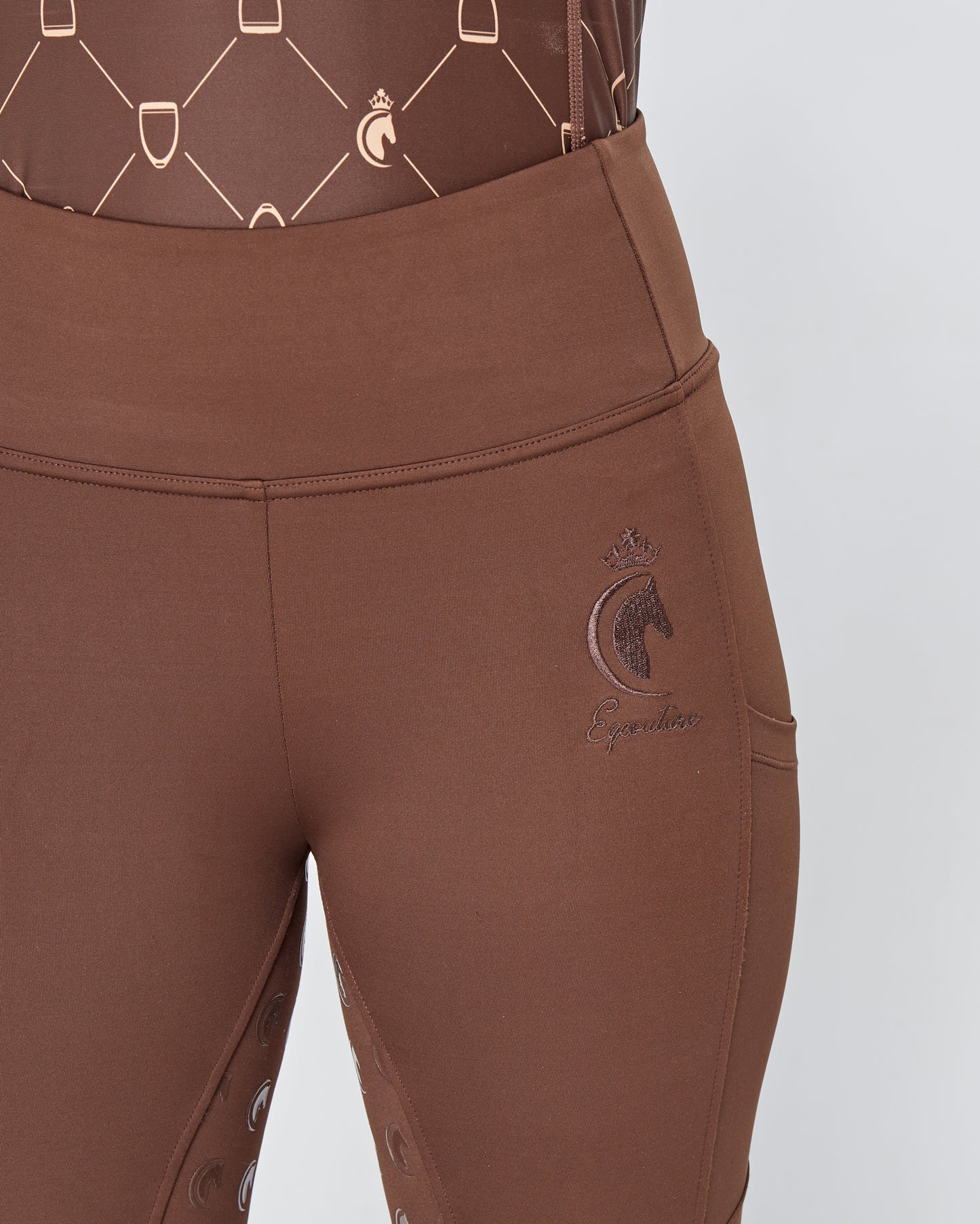 ORIGINALS Brown Riding Leggings / Tights with Phone Pockets - CHOCOLATE
