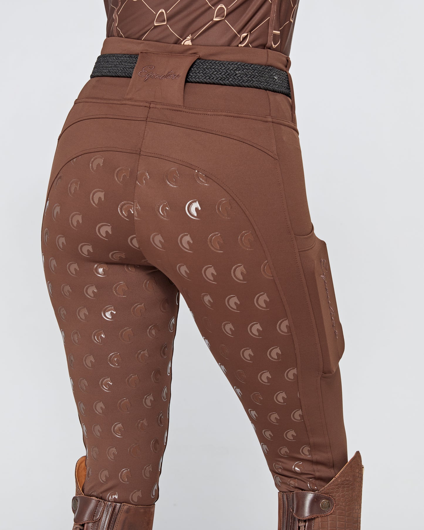 ORIGINALS Brown Riding Leggings / Tights with Phone Pockets - CHOCOLATE