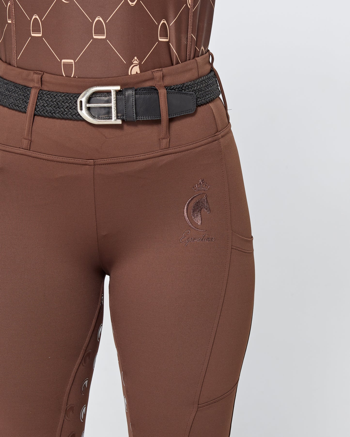 ORIGINALS Brown Riding Leggings / Tights with Phone Pockets - CHOCOLATE