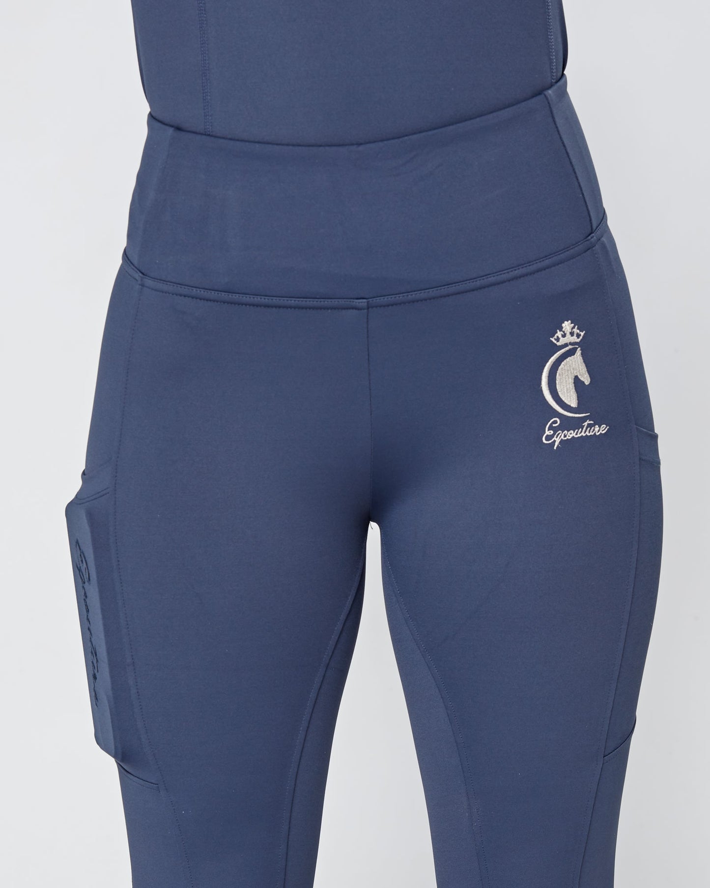 ALL-SEASON Navy Riding Leggings / Tights with Phone Pockets - NO GRIP/ SILICONE