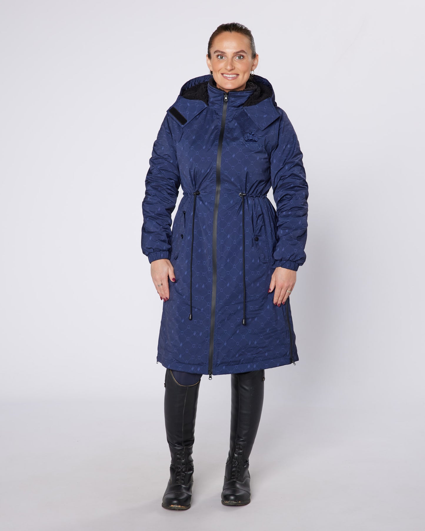 DryStyle Waterproof Fleece Lined Coat - Navy Stirrup Print