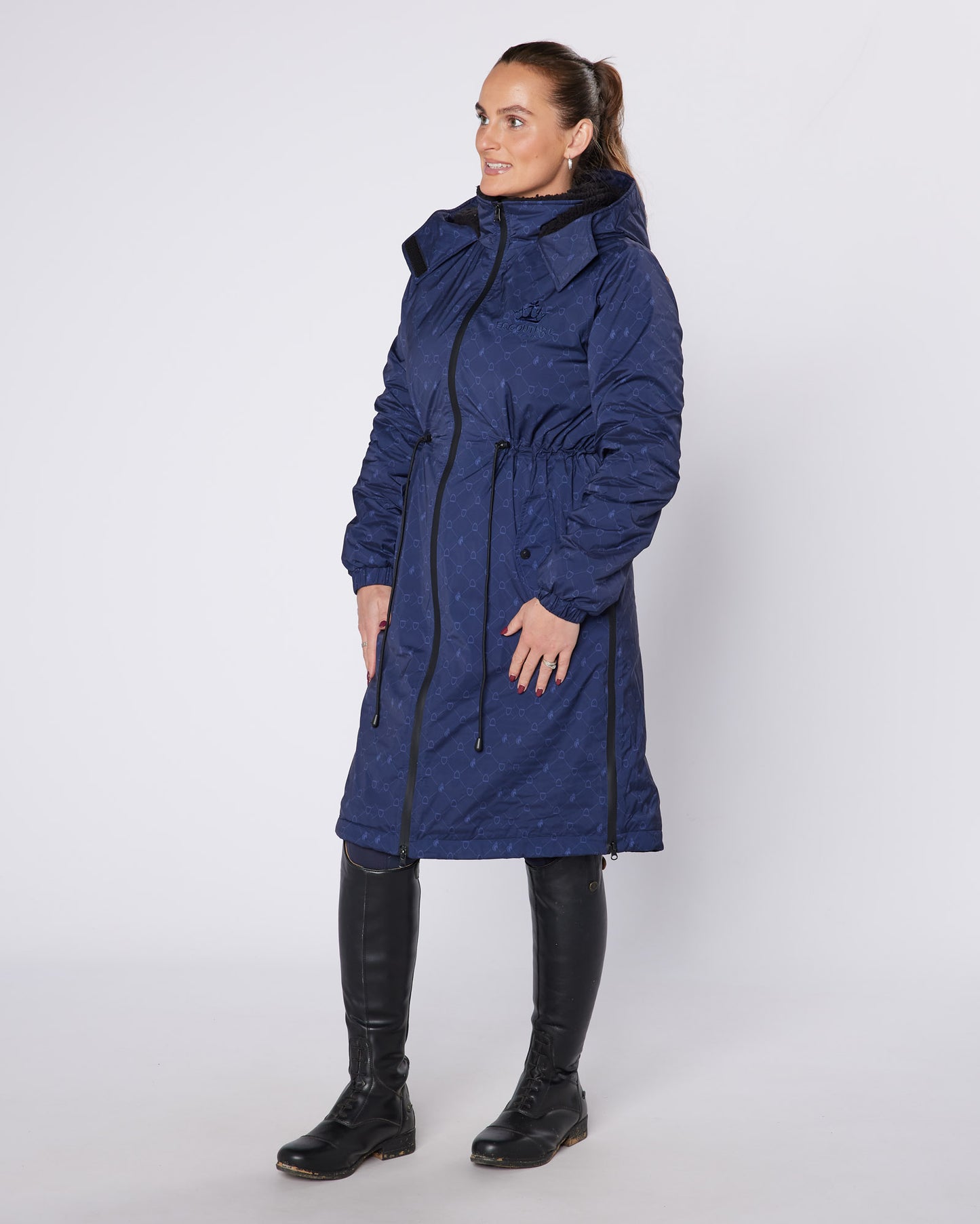DryStyle Waterproof Fleece Lined Coat - Navy Stirrup Print
