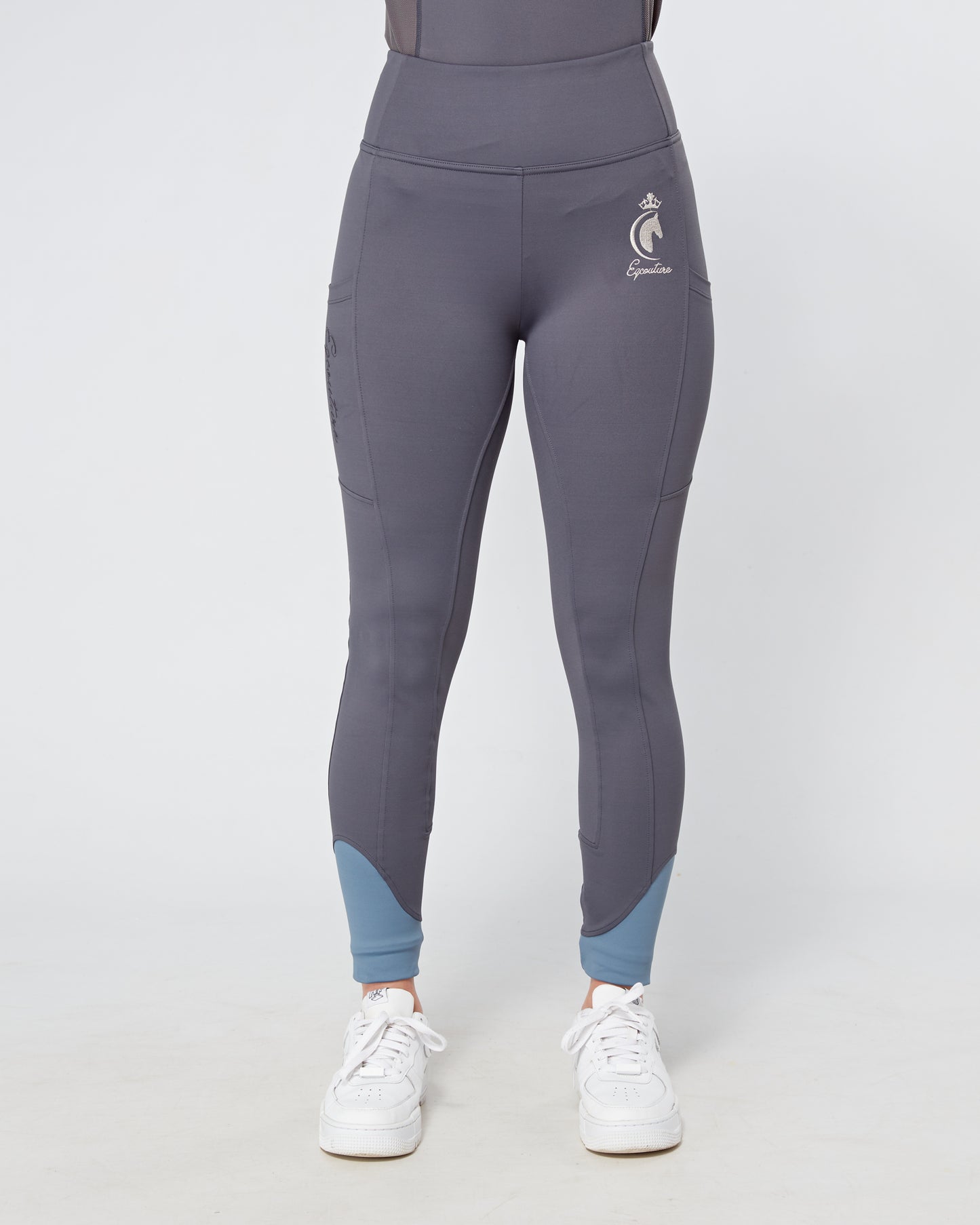 ORIGINALS Slate Grey Riding Leggings / Tights with Phone Pockets - NO GRIP/ SILICONE