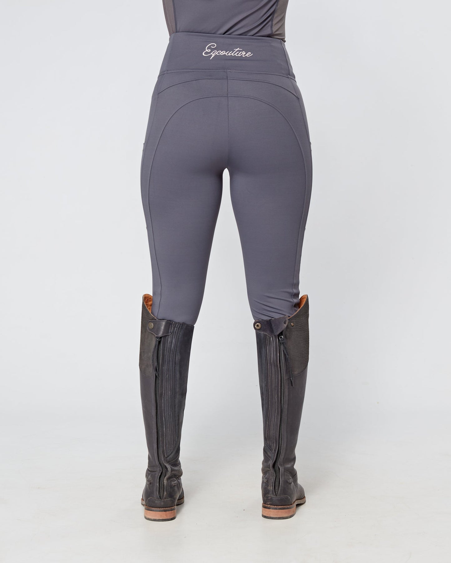 ALL-SEASON Slate Grey Riding Leggings / Tights with Phone Pockets - NO GRIP/ SILICONE