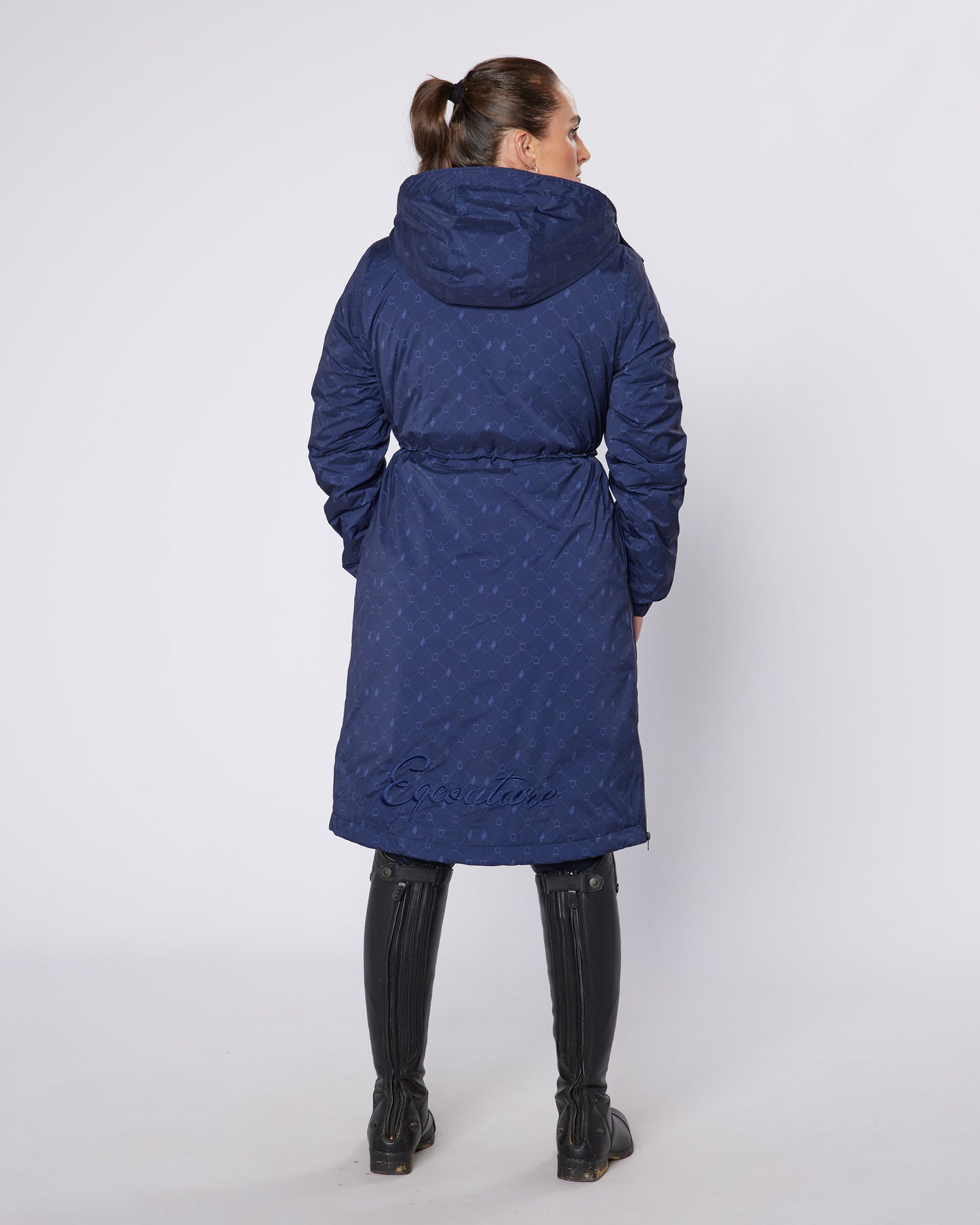 DryStyle Waterproof Fleece Lined Coat - Navy Stirrup Print