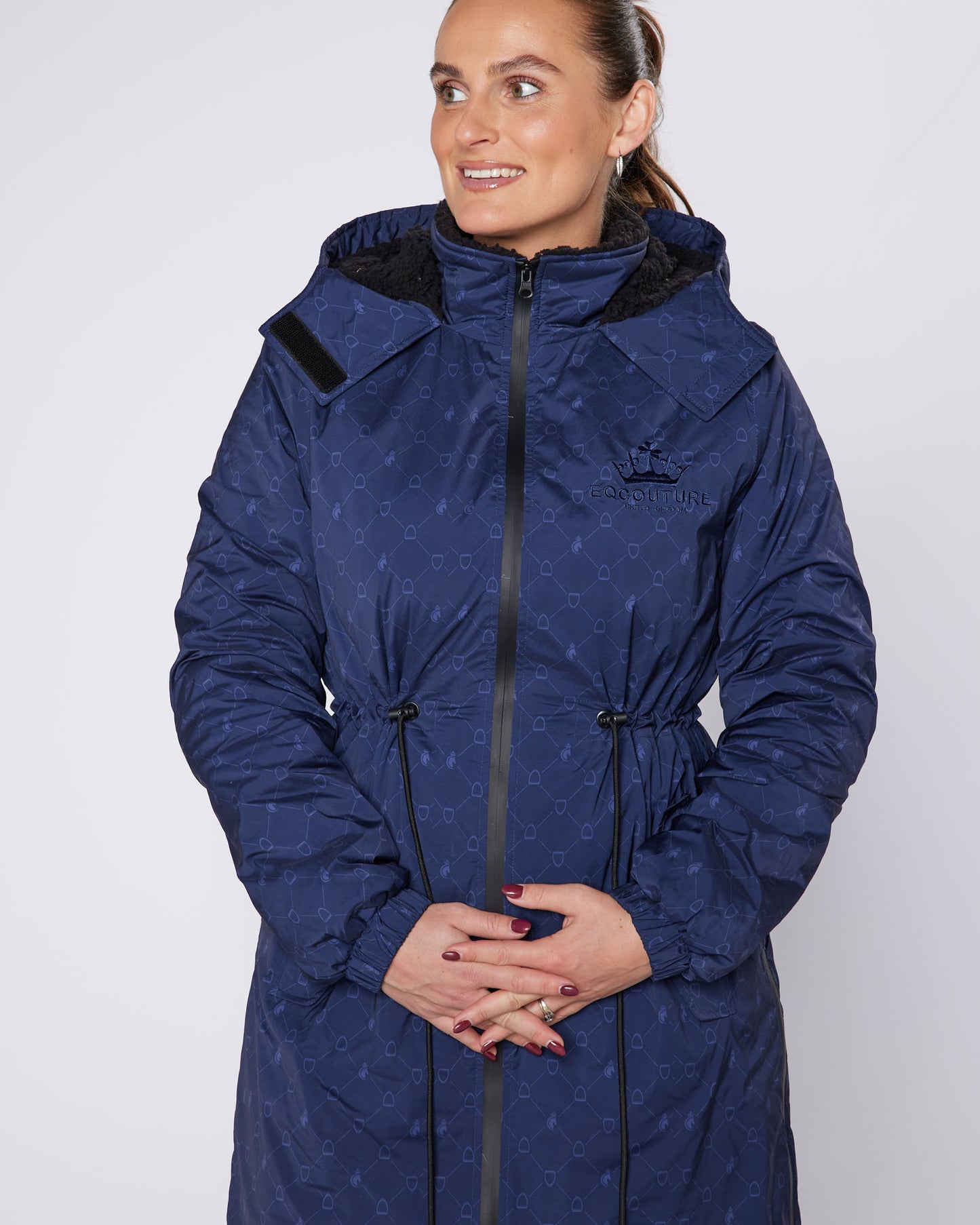 DryStyle Waterproof Fleece Lined Coat - Navy Stirrup Print