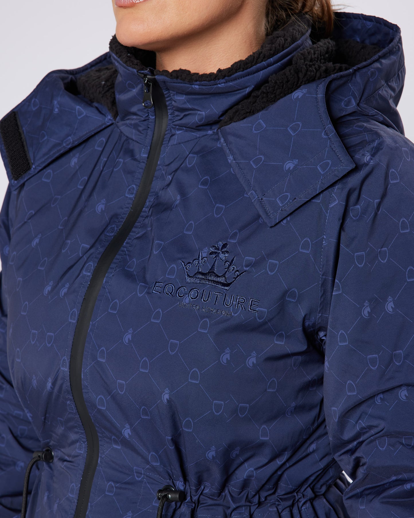 DryStyle Waterproof Fleece Lined Coat - Navy Stirrup Print