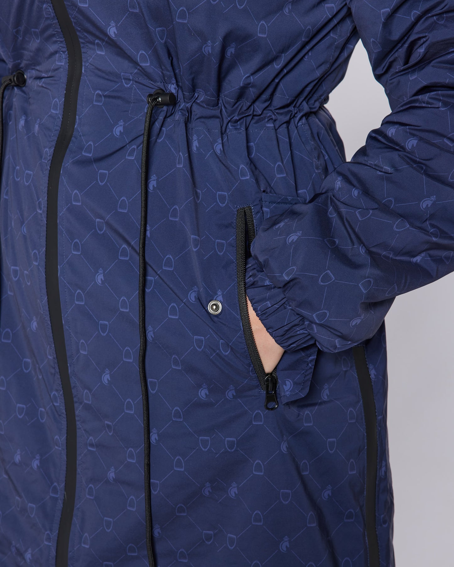DryStyle Waterproof Fleece Lined Coat - Navy Stirrup Print