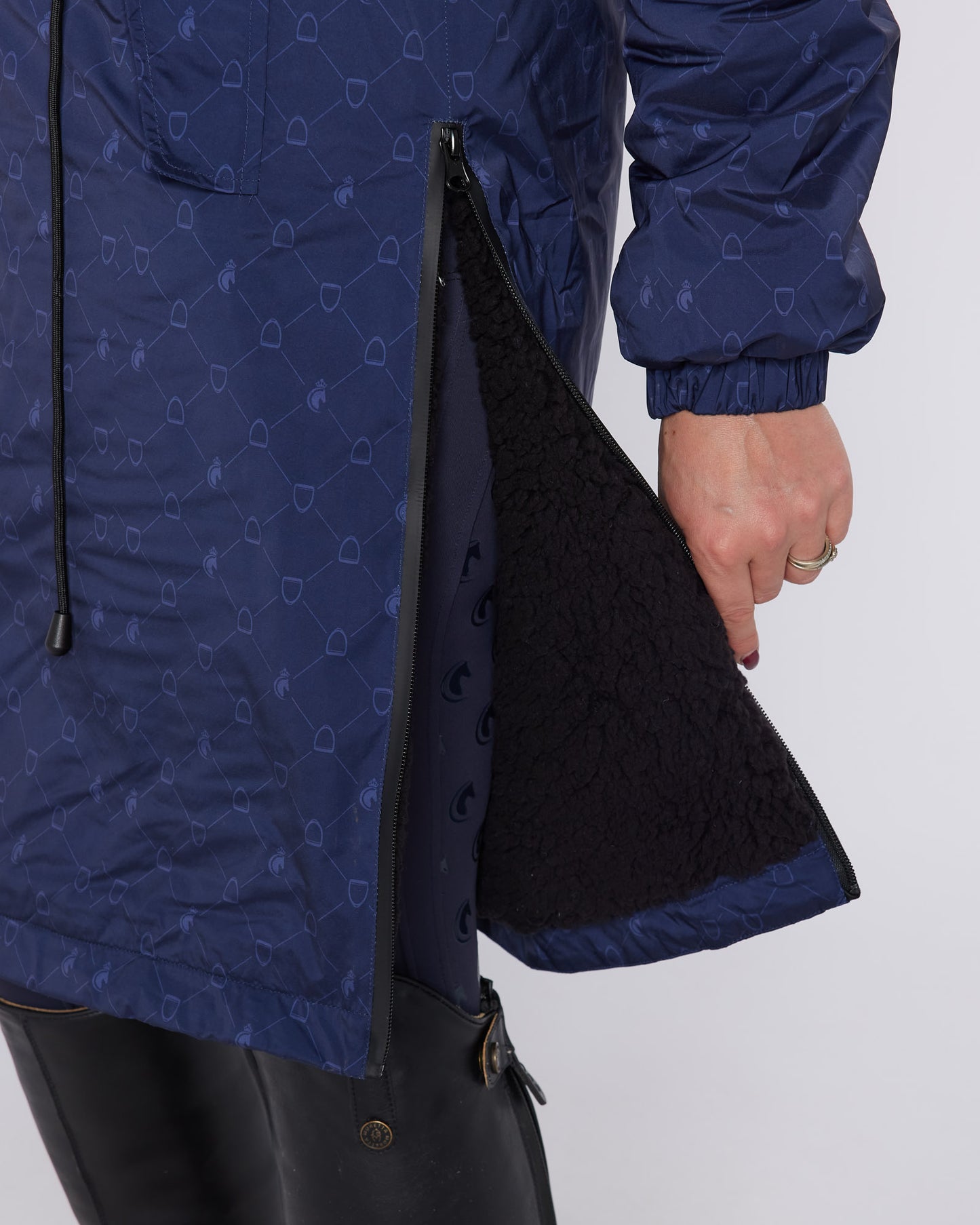 DryStyle Waterproof Fleece Lined Coat - Navy Stirrup Print