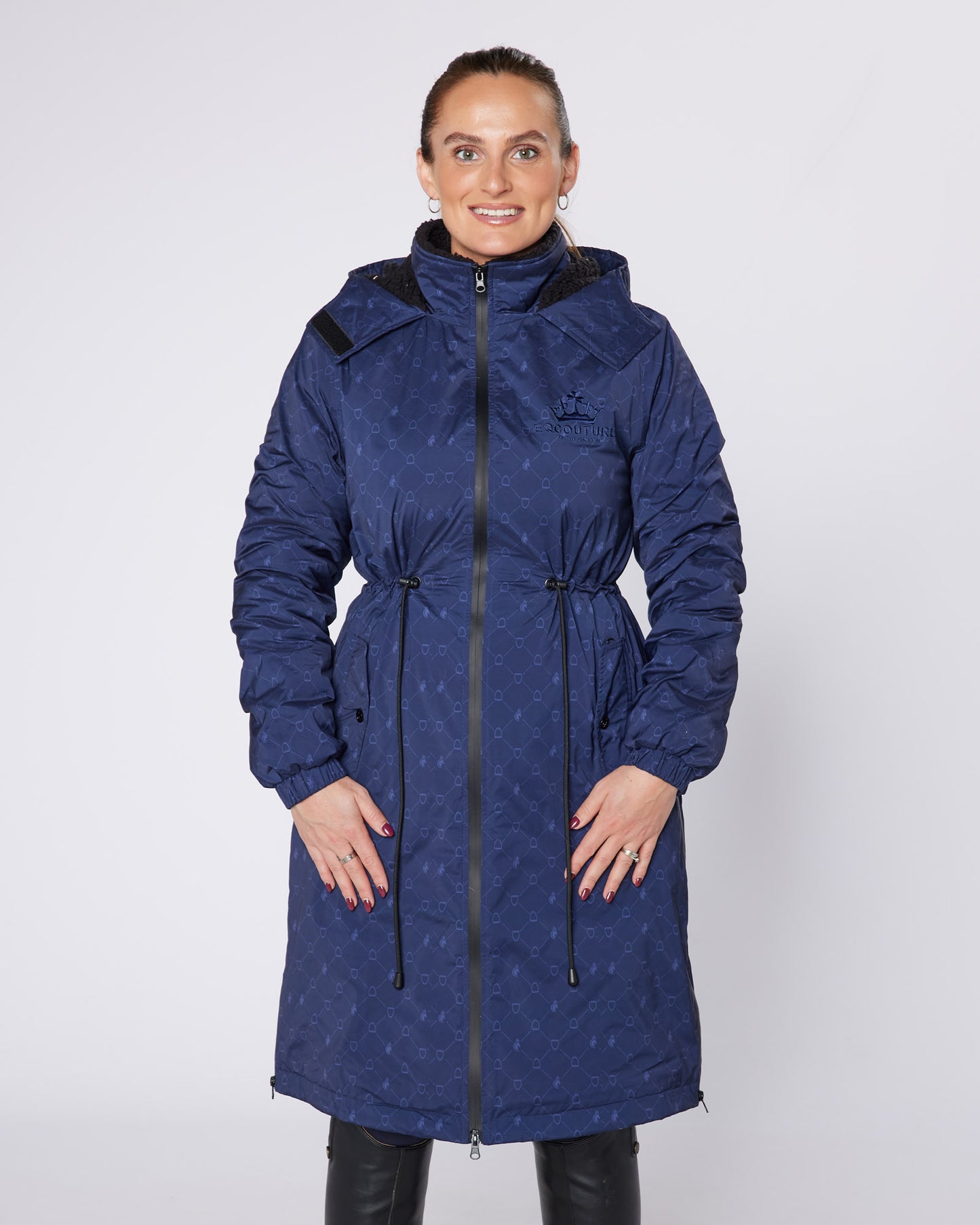 DryStyle Waterproof Fleece Lined Coat - Navy Stirrup Print