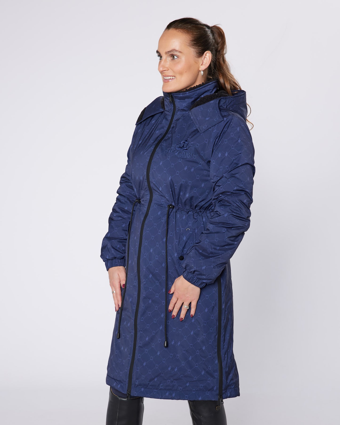 DryStyle Waterproof Fleece Lined Coat - Navy Stirrup Print