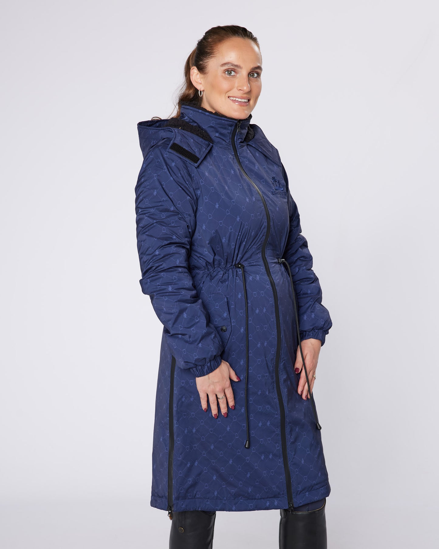 DryStyle Waterproof Fleece Lined Coat - Navy Stirrup Print