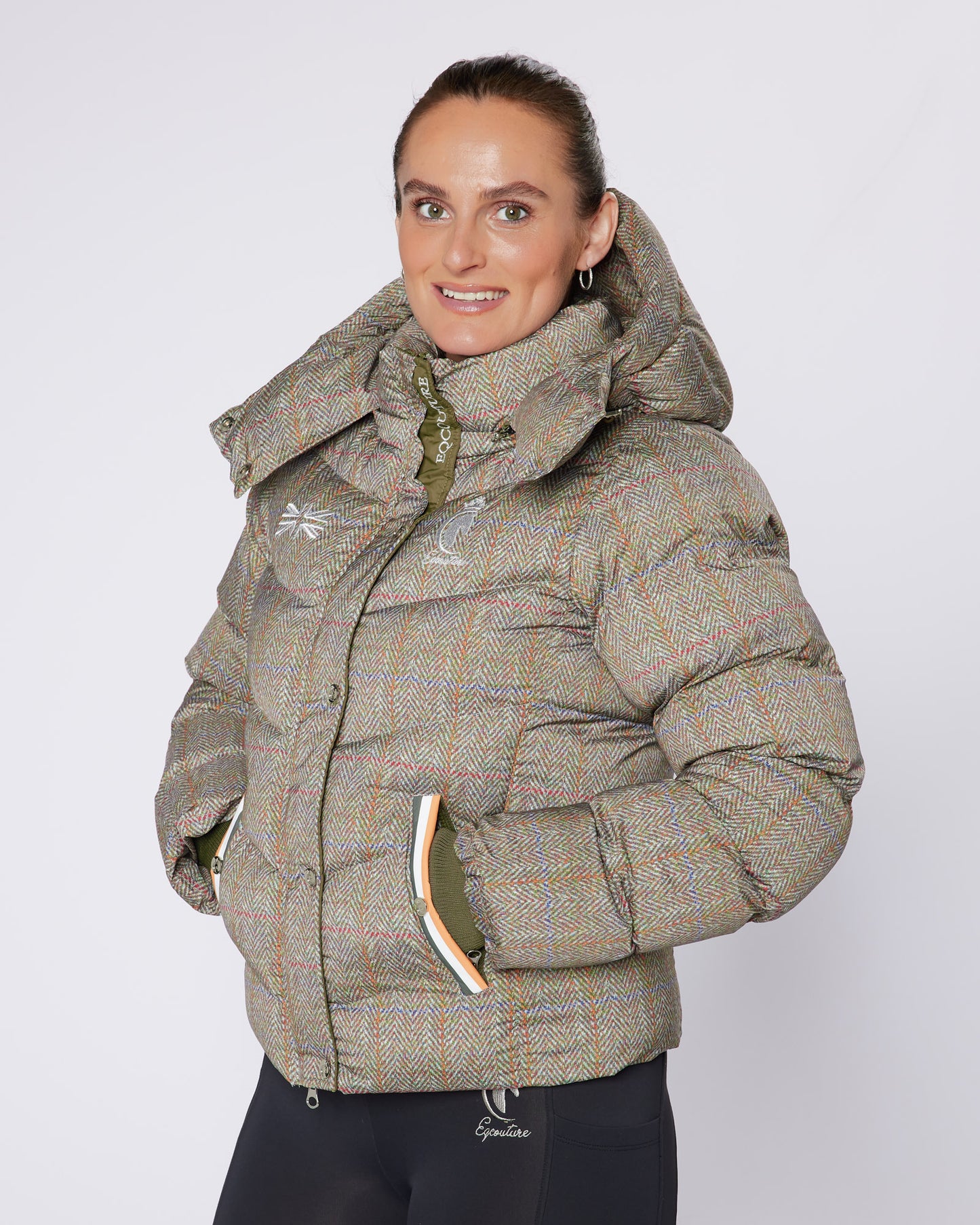 Exclusive Short Tweed Puffer Coat / Jacket - Detachable Hood