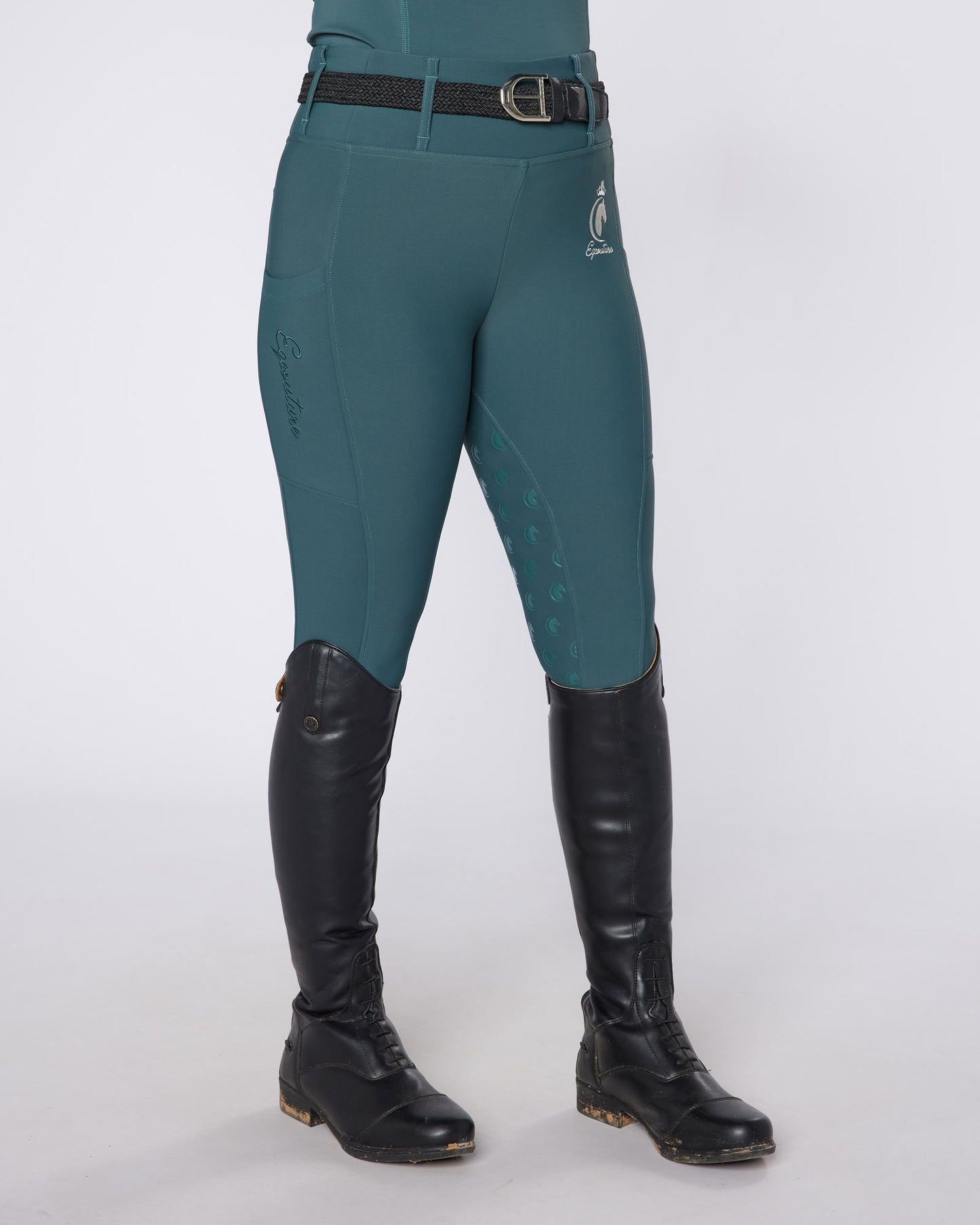 ALL-SEASON Emerald Riding Leggings / Tights with Phone Pockets - WATER RESISTANT