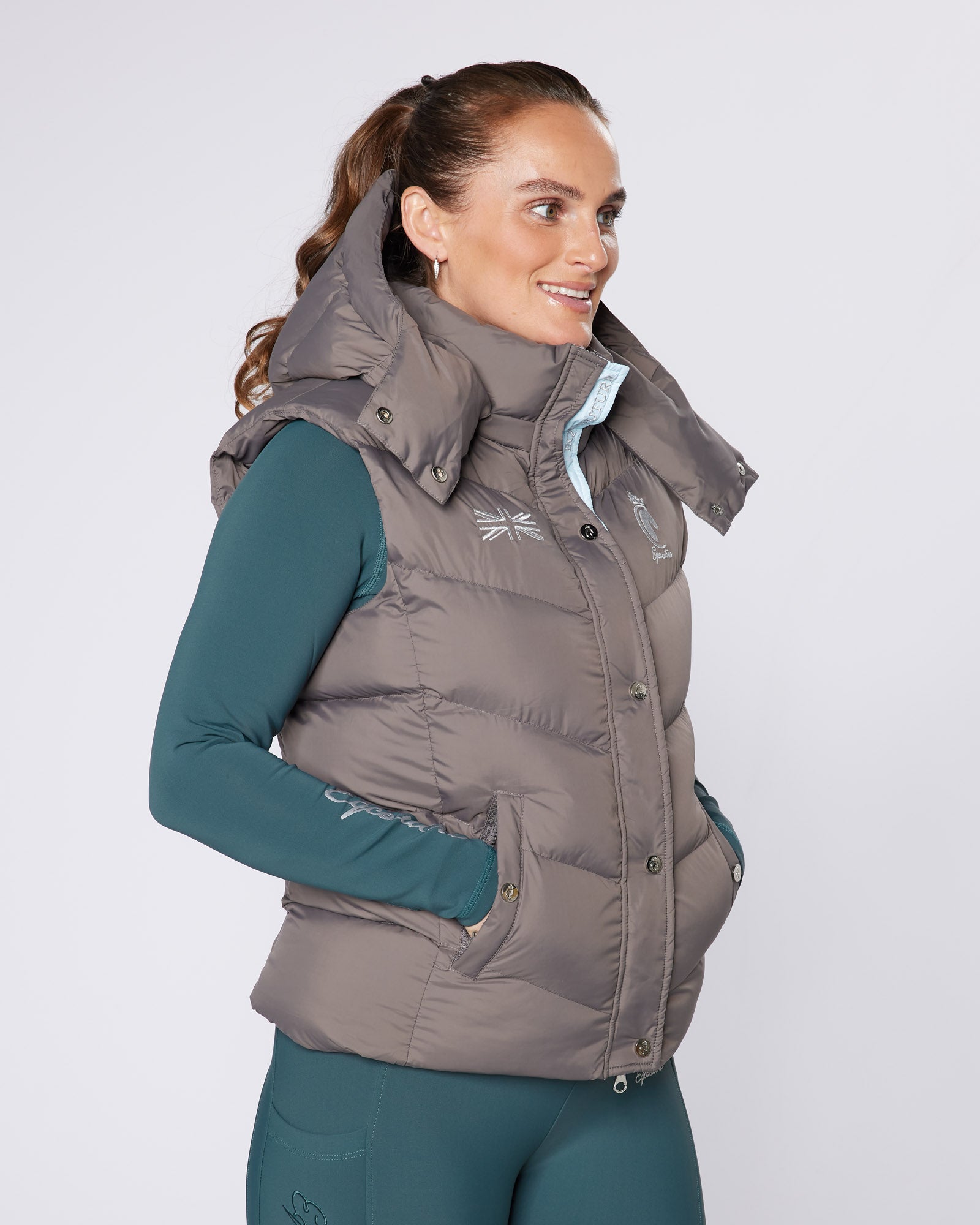 Grey Gilet Body Warmer Sleeveless Jacket Equestrian Detachable