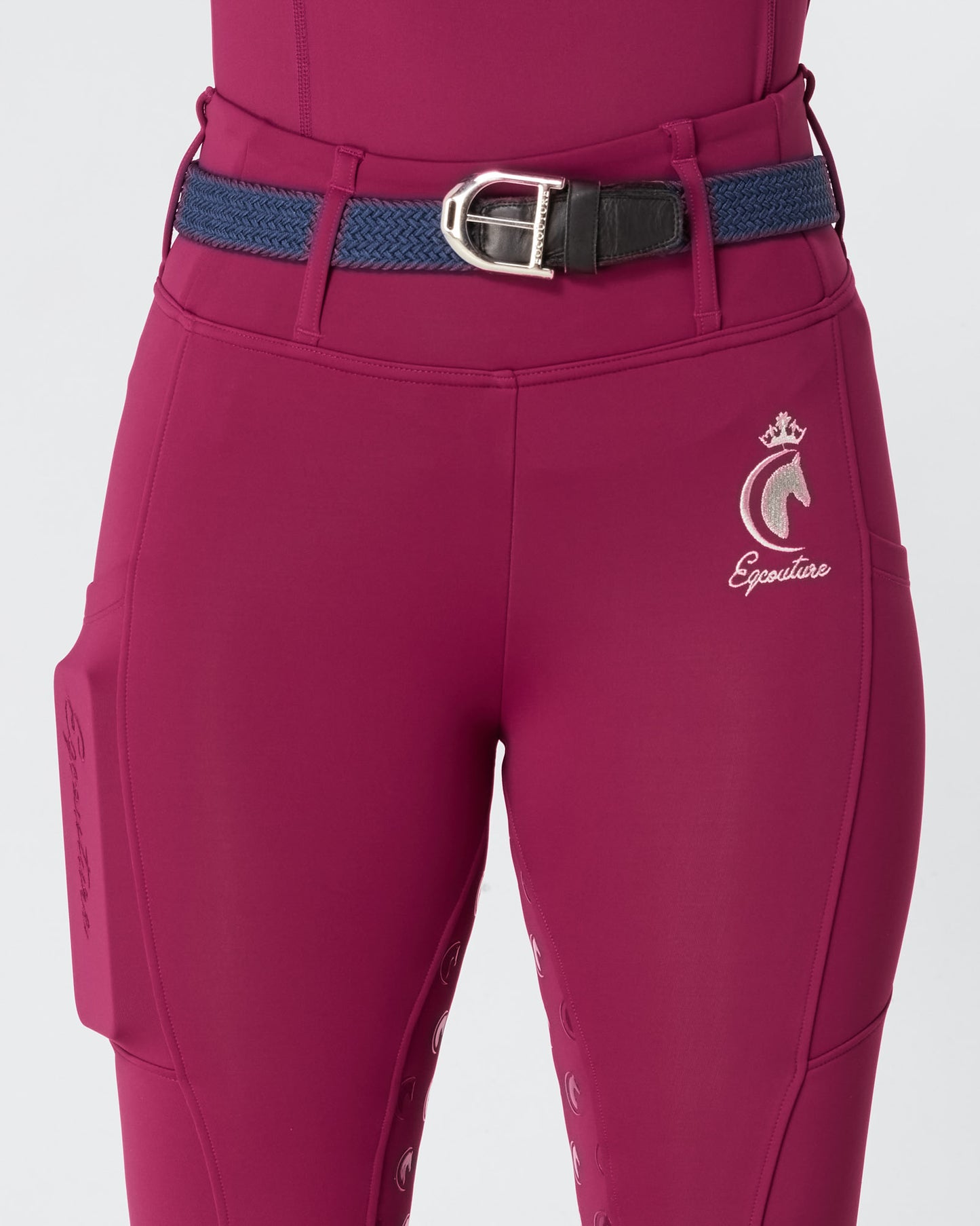 WINTER ALL-SEASON Deep Ruby Riding Leggings / Tights with Phone Pockets - WATER RESISTANT