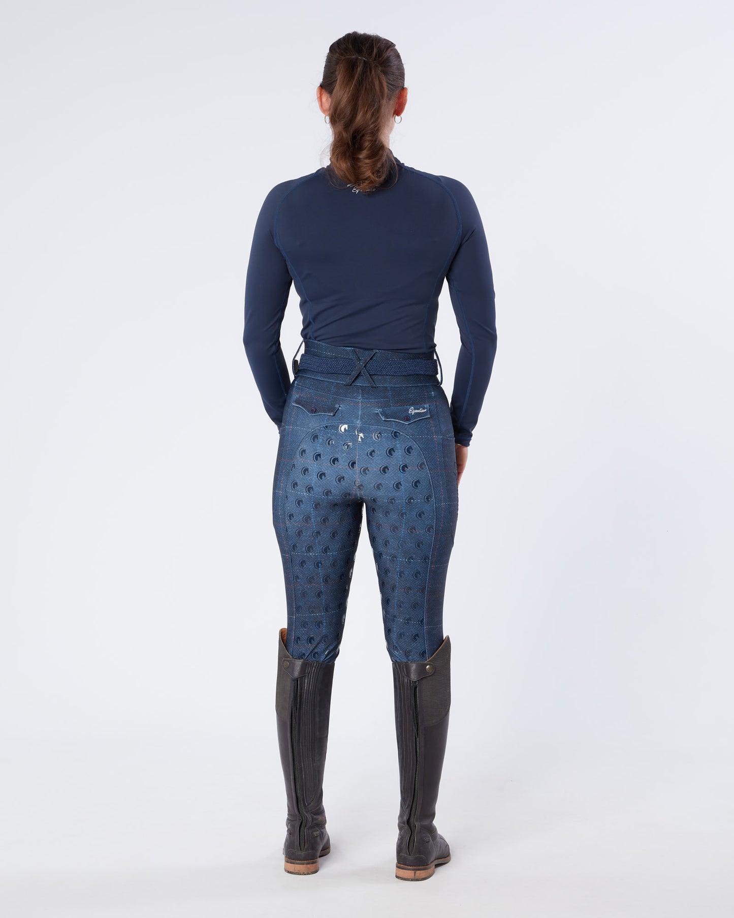 Navy Tweed Riding Breeches (Breggings) - Full Grip