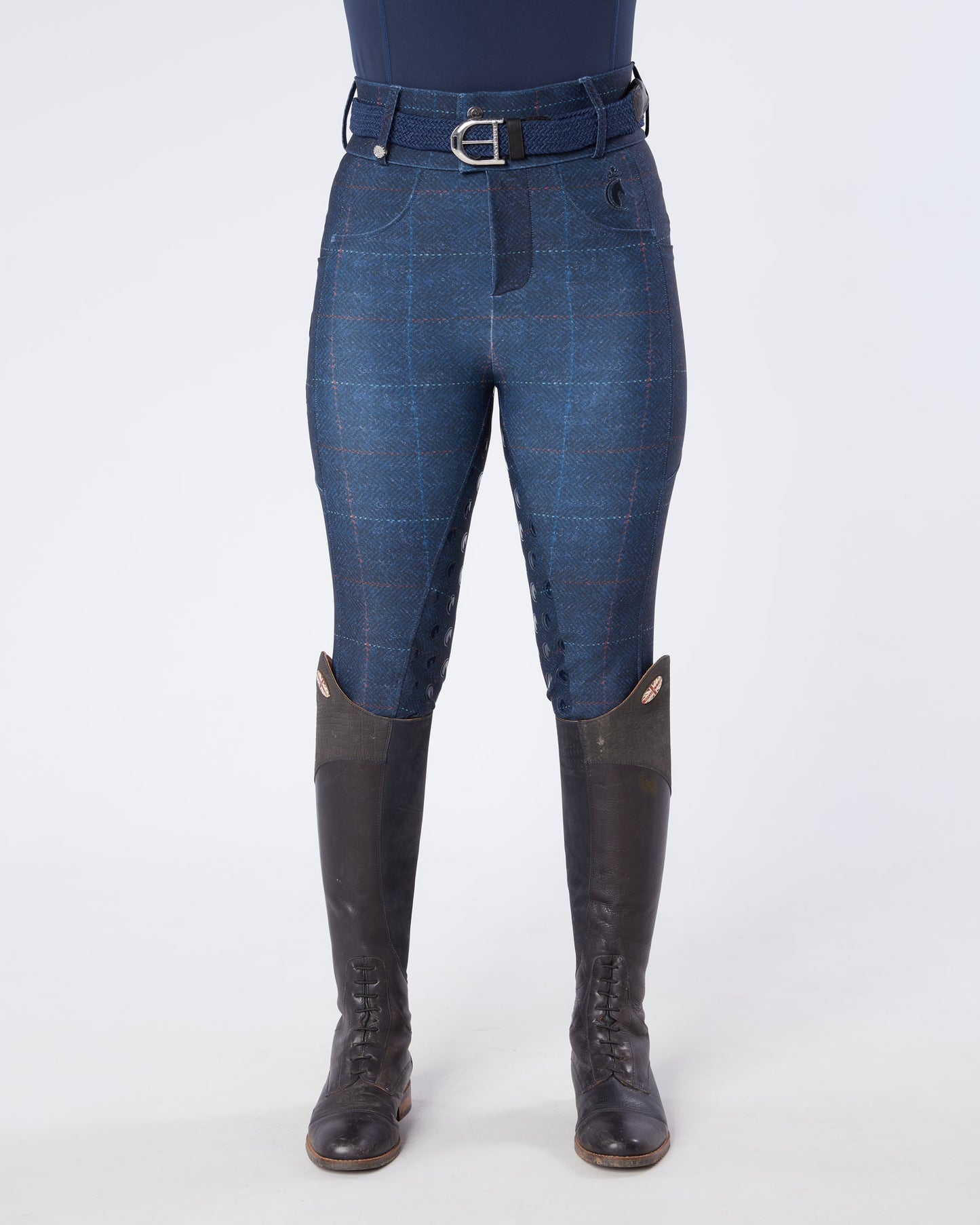 Navy Tweed Riding Breeches (Breggings) - Full Grip