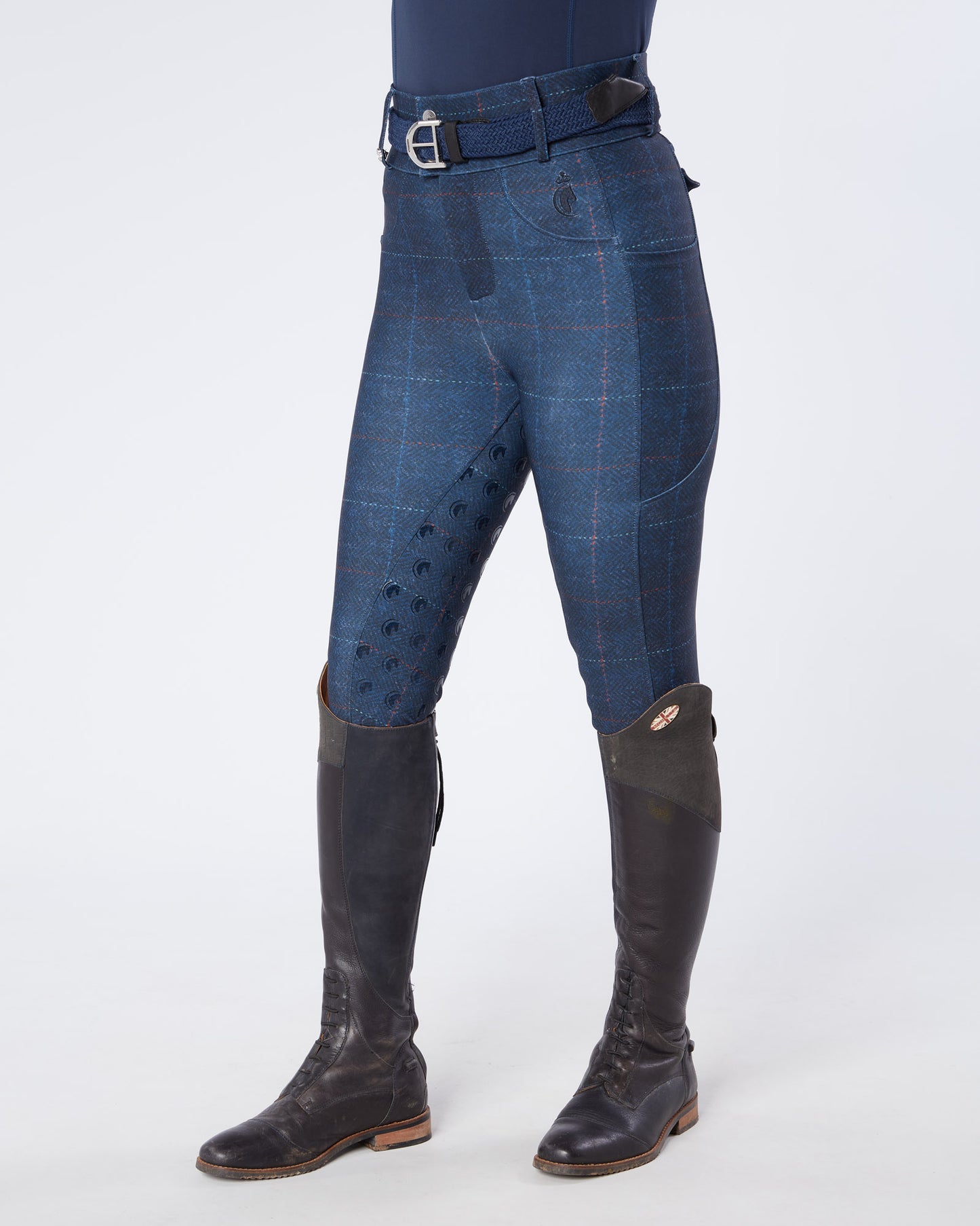 Navy Tweed Riding Breeches (Breggings) - Full Grip