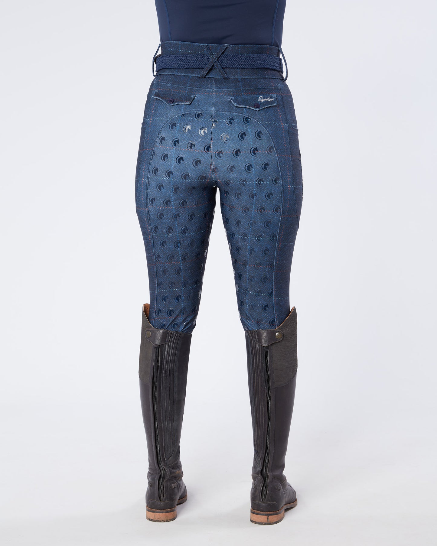 Navy Tweed Riding Breeches (Breggings) - Full Grip