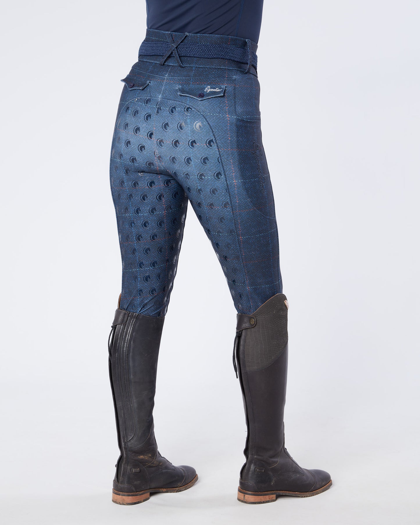 Navy Tweed Riding Breeches (Breggings) - Full Grip