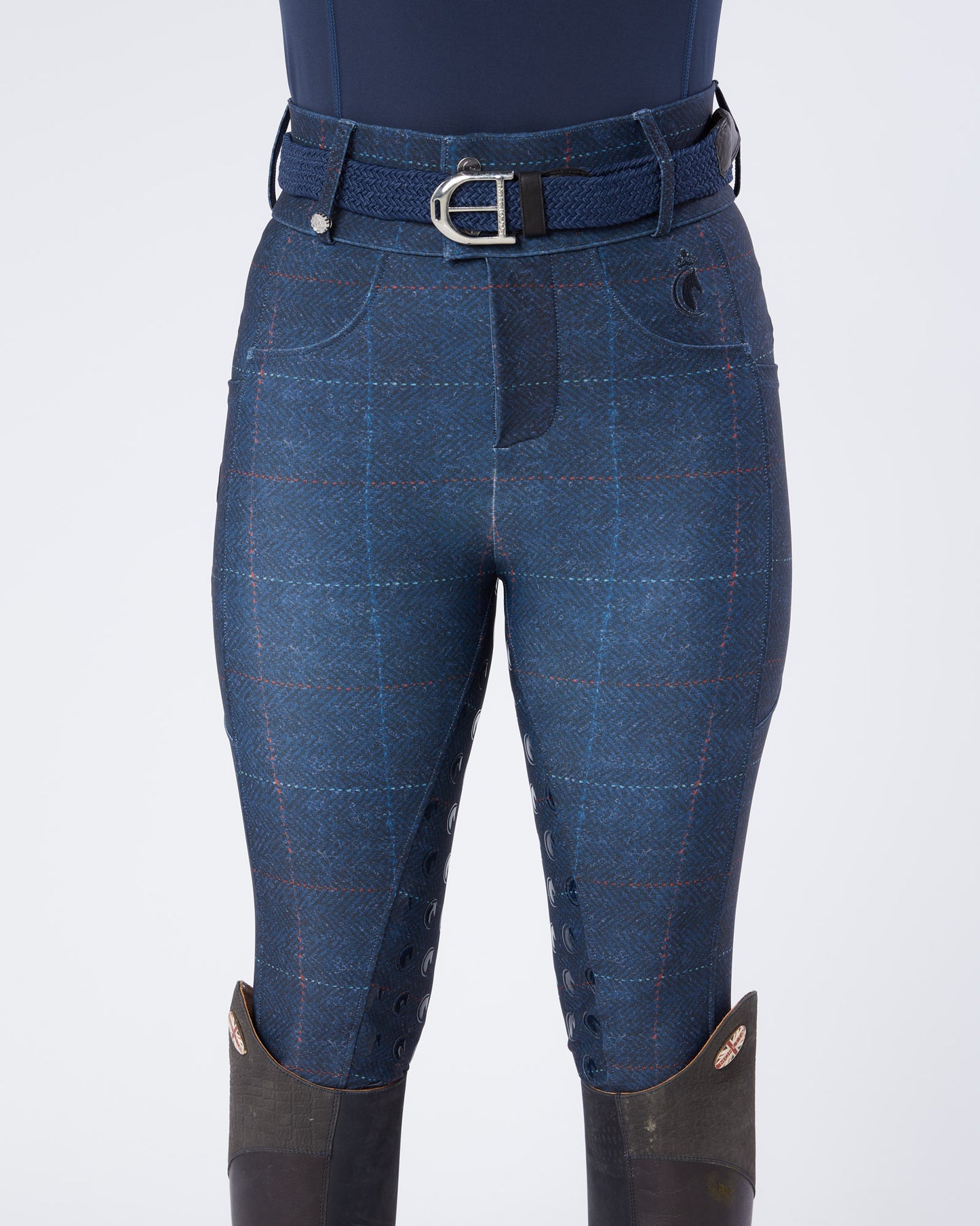 Navy Tweed Riding Breeches (Breggings) - Full Grip
