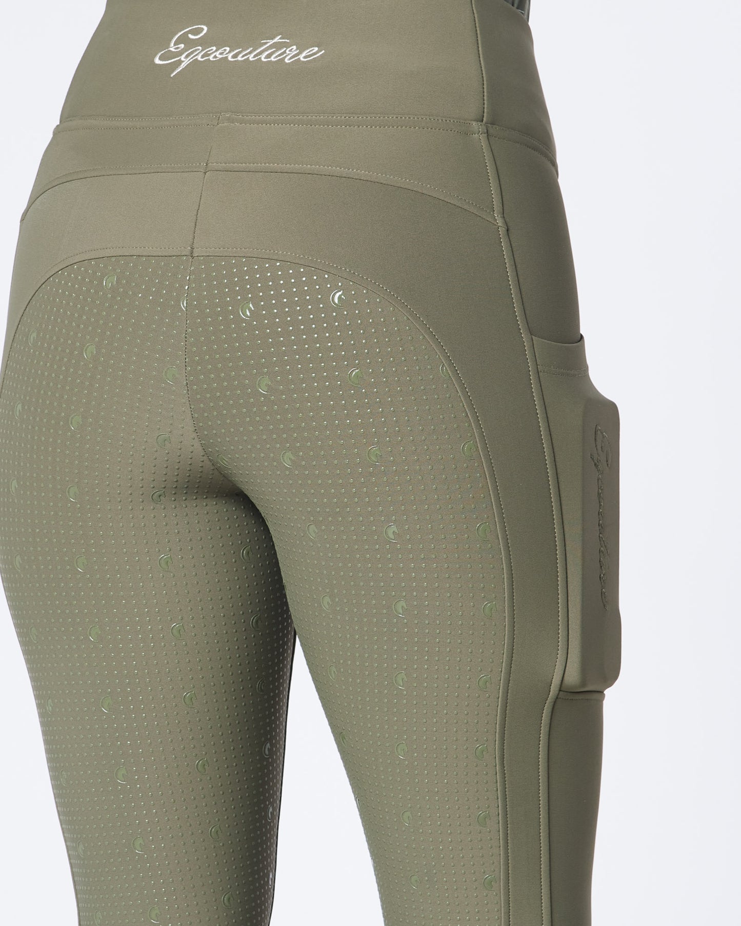 WINTER ALL-SEASON Green Riding Leggings / Tights with Phone Pockets - OLIVE GREEN