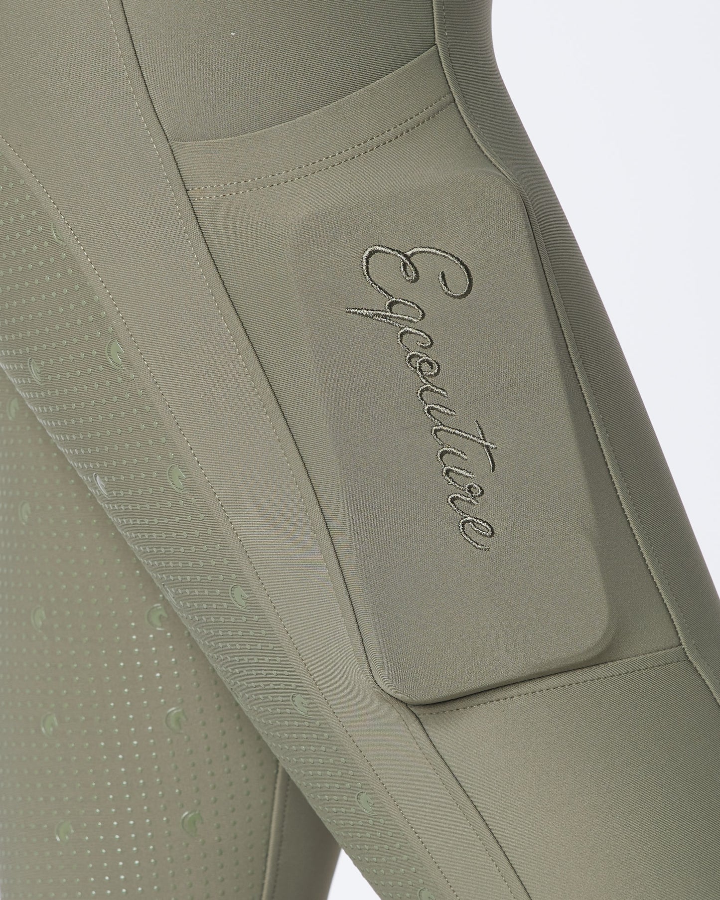 WINTER ALL-SEASON Green Riding Leggings / Tights with Phone Pockets - OLIVE GREEN