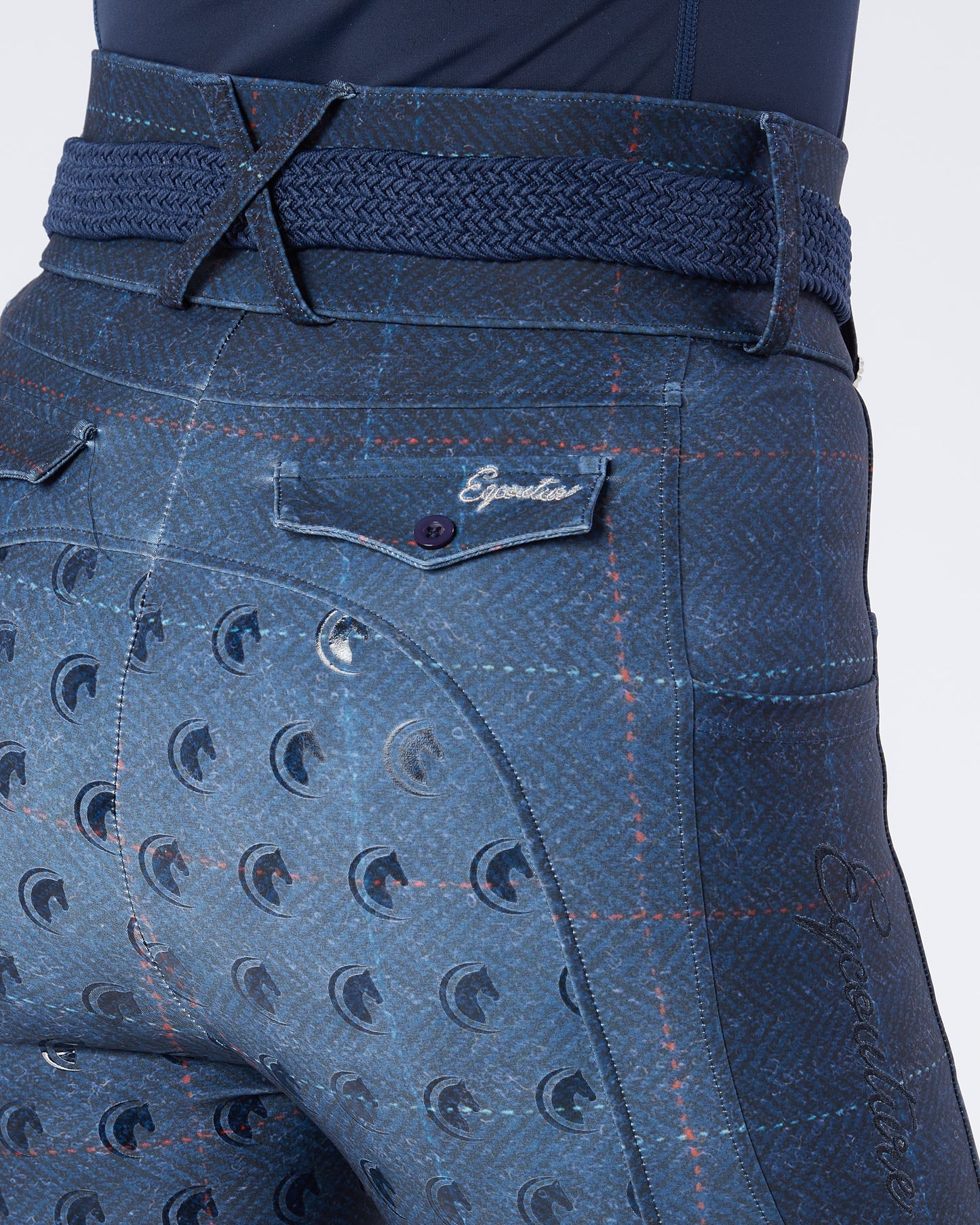 Navy Tweed Riding Breeches (Breggings) - Full Grip