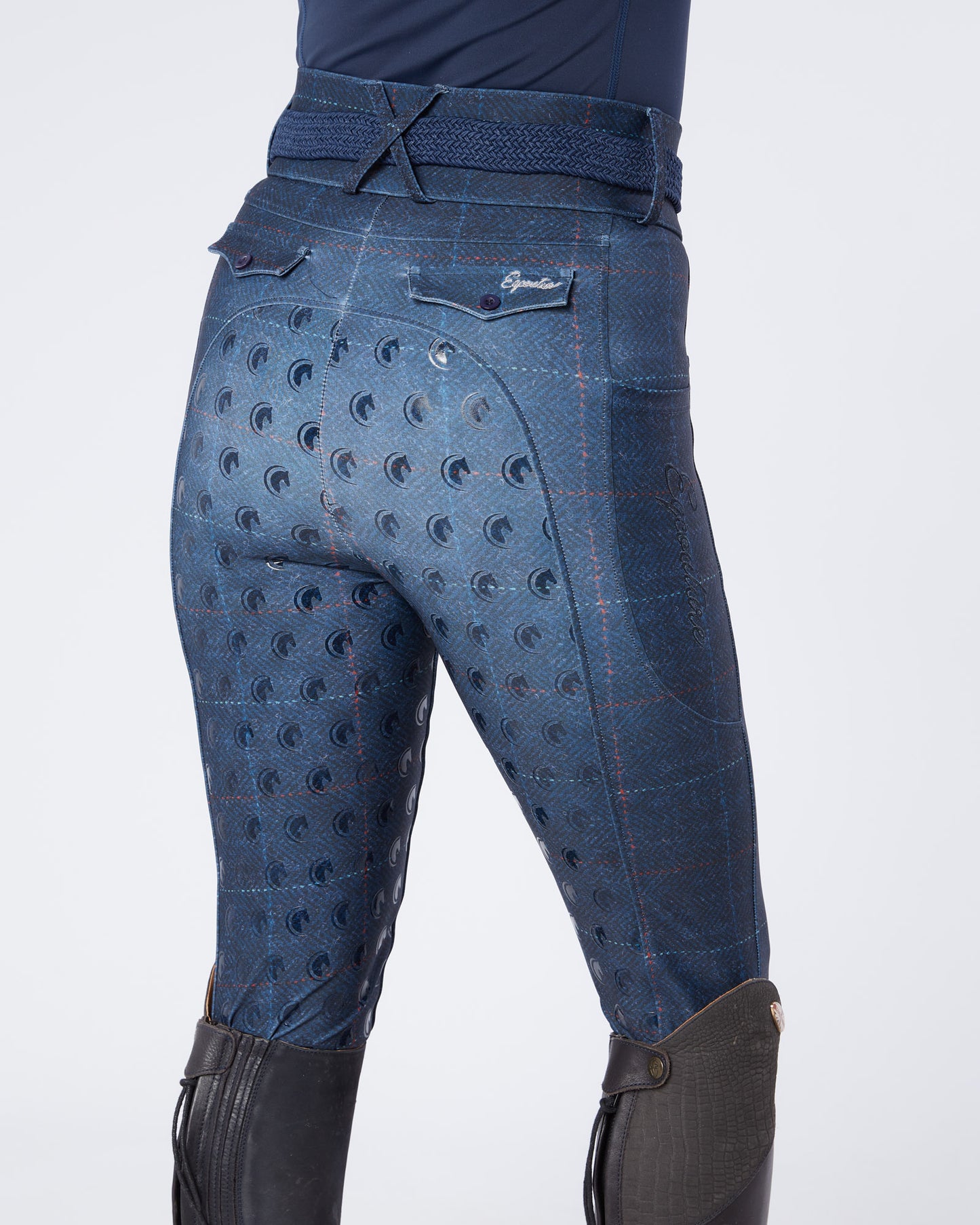 Navy Tweed Riding Breeches (Breggings) - Full Grip