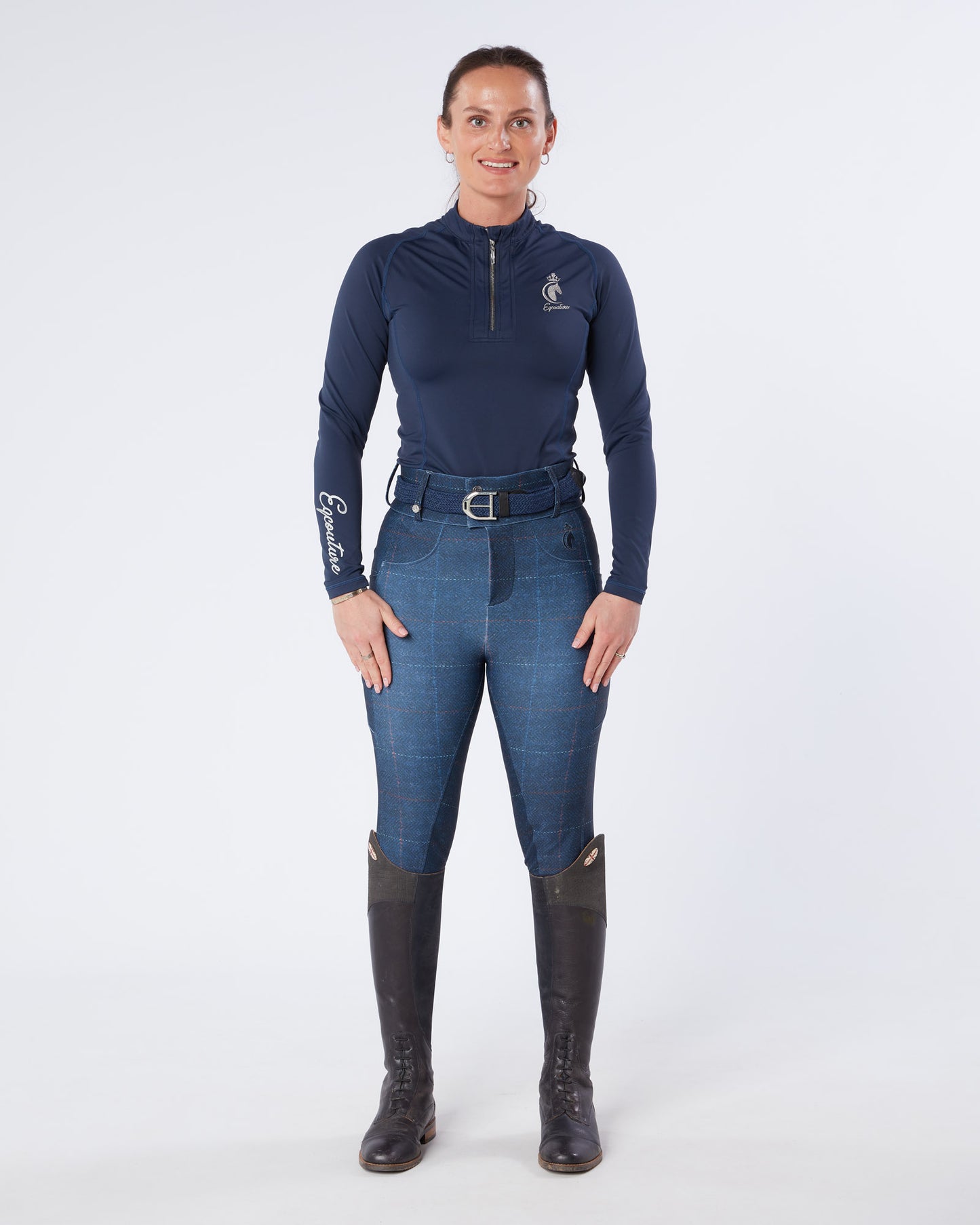Navy Tweed Riding Breeches (Breggings) - No Grip