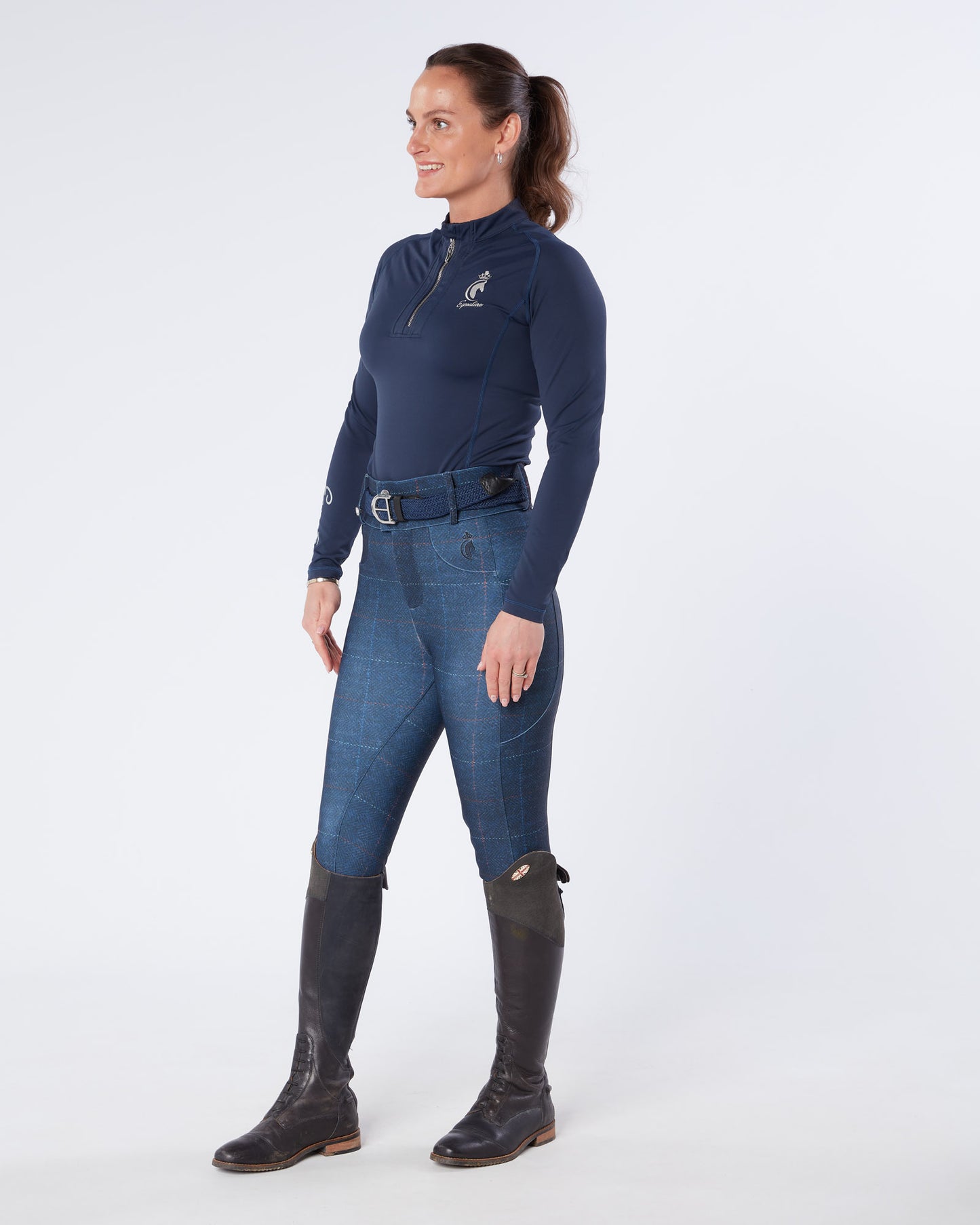Navy Tweed Riding Breeches (Breggings) - No Grip