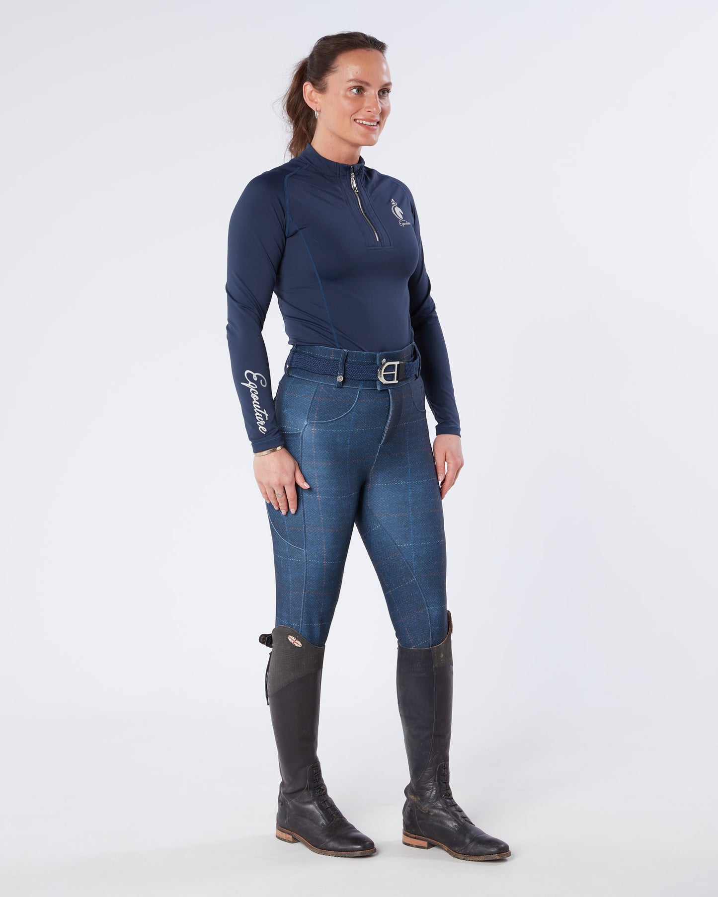 Navy Tweed Riding Breeches (Breggings) - No Grip