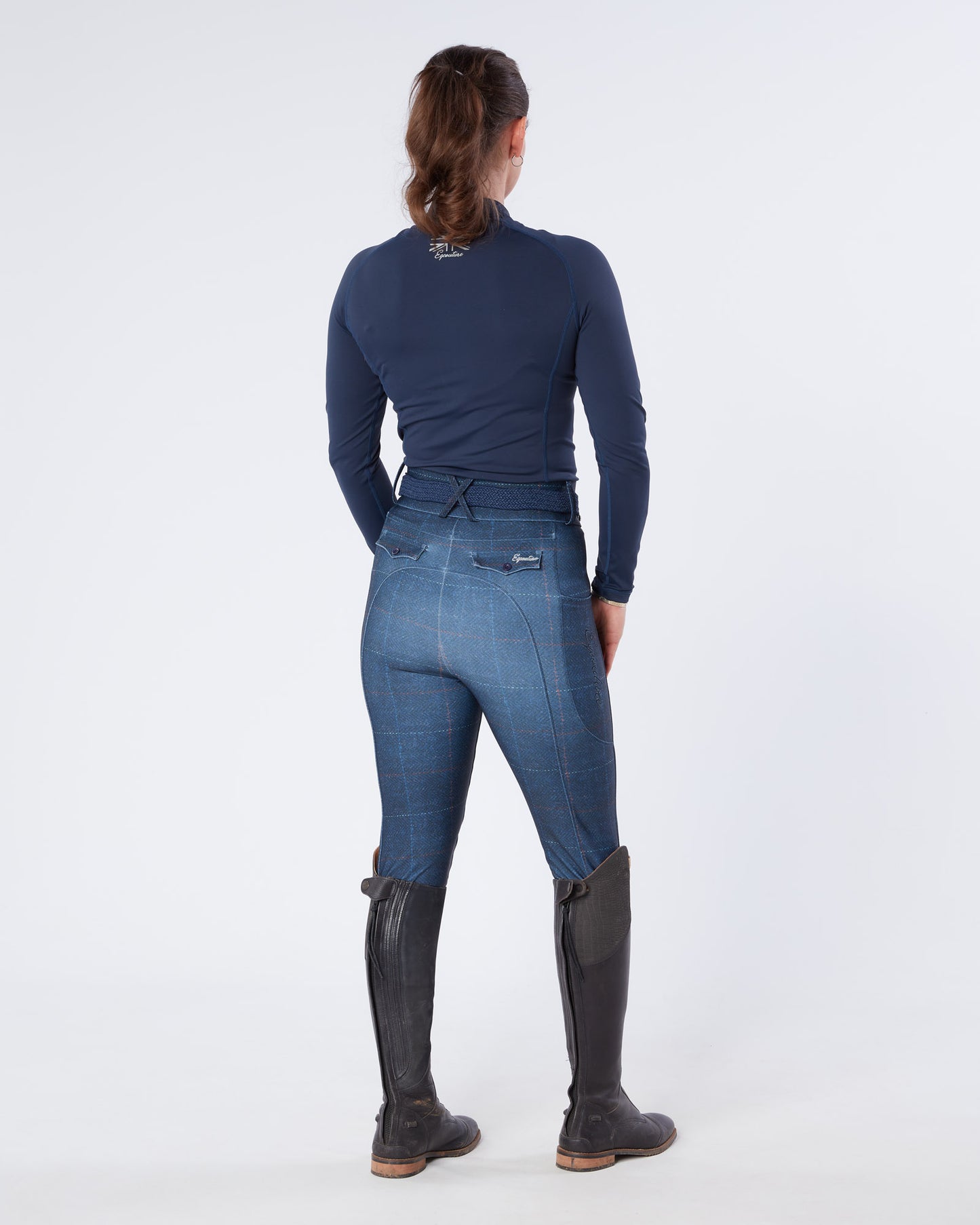 Navy Tweed Riding Breeches (Breggings) - No Grip