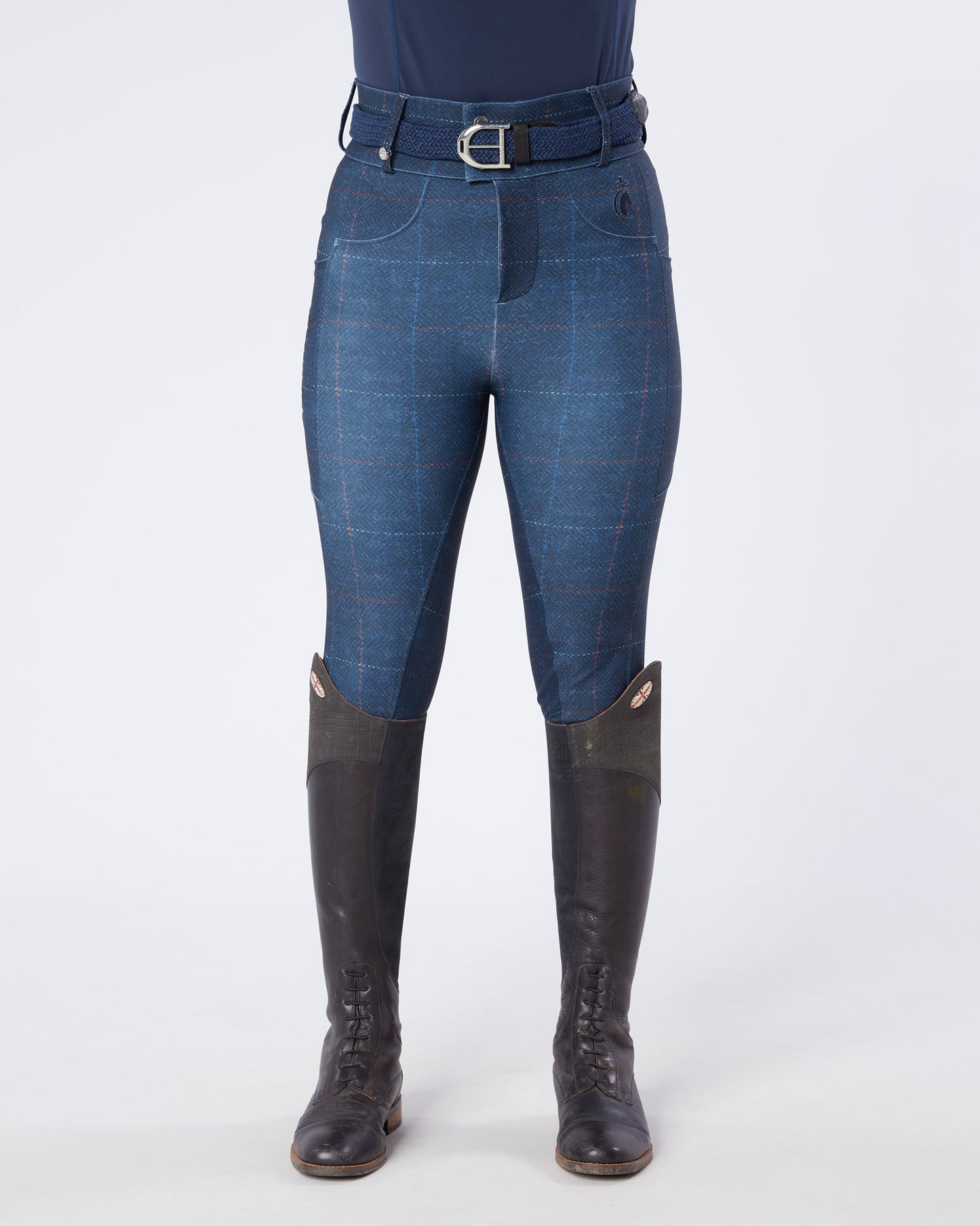 Navy Tweed Riding Breeches (Breggings) - No Grip