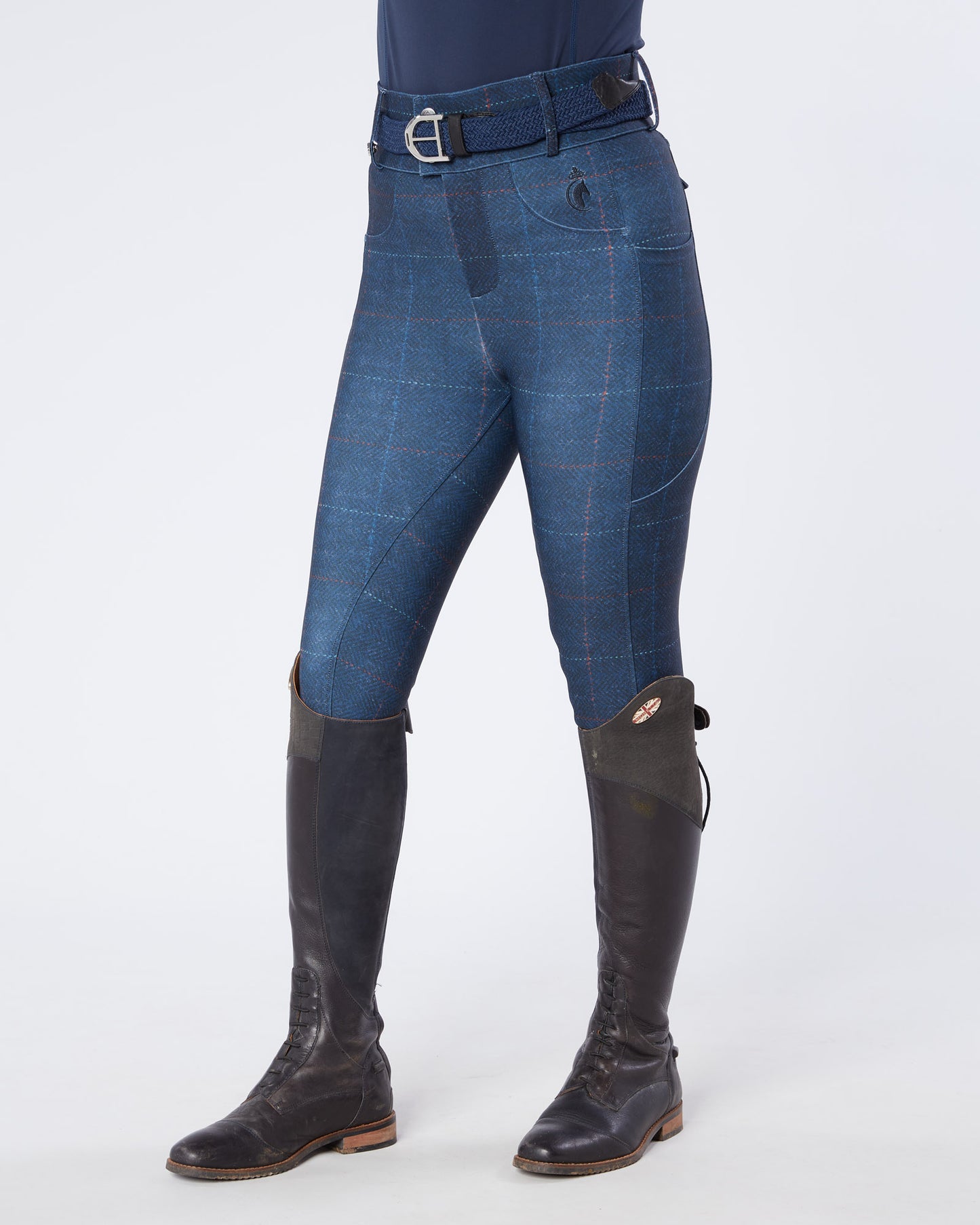 Navy Tweed Riding Breeches (Breggings) - No Grip