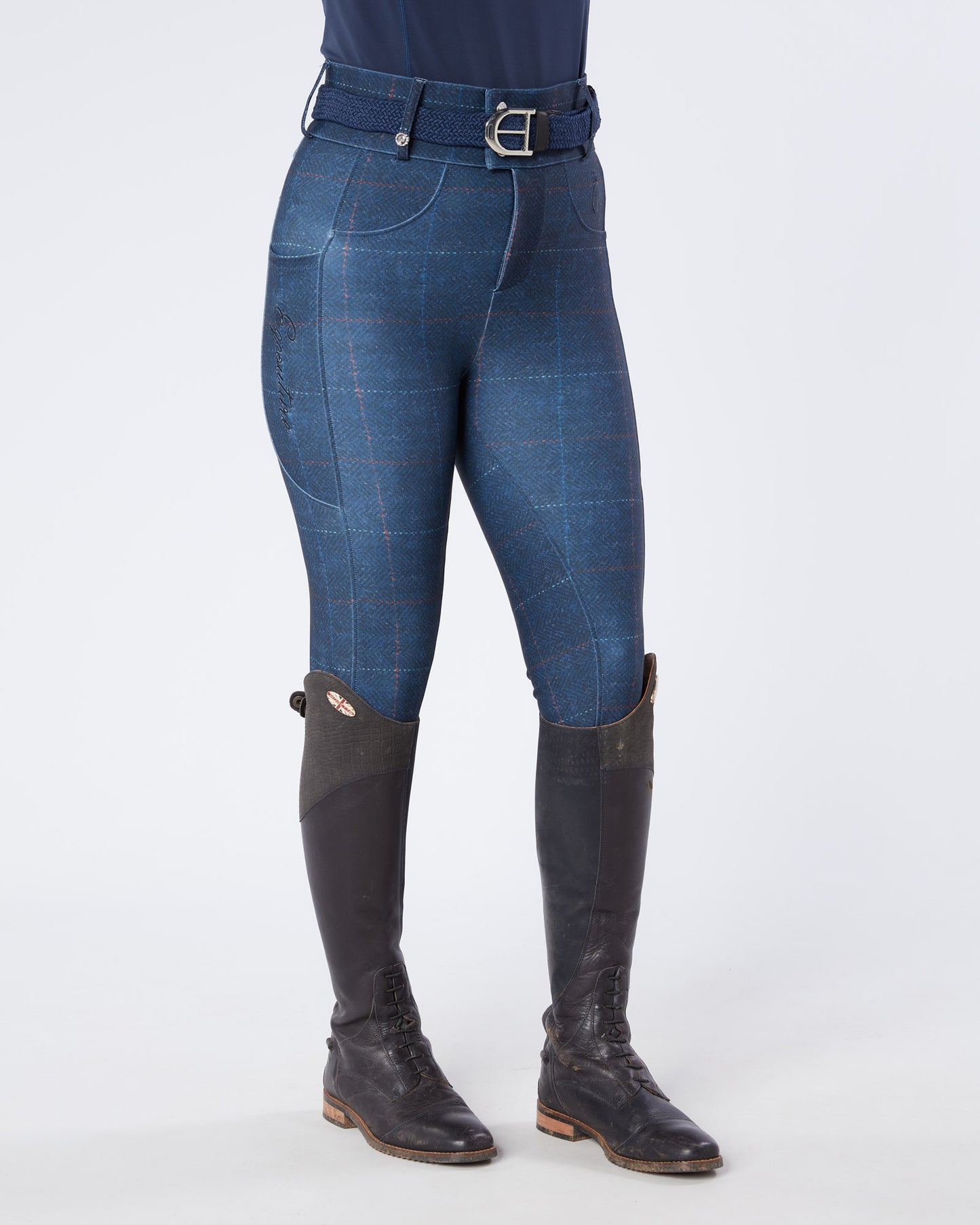 Navy Tweed Riding Breeches (Breggings) - No Grip