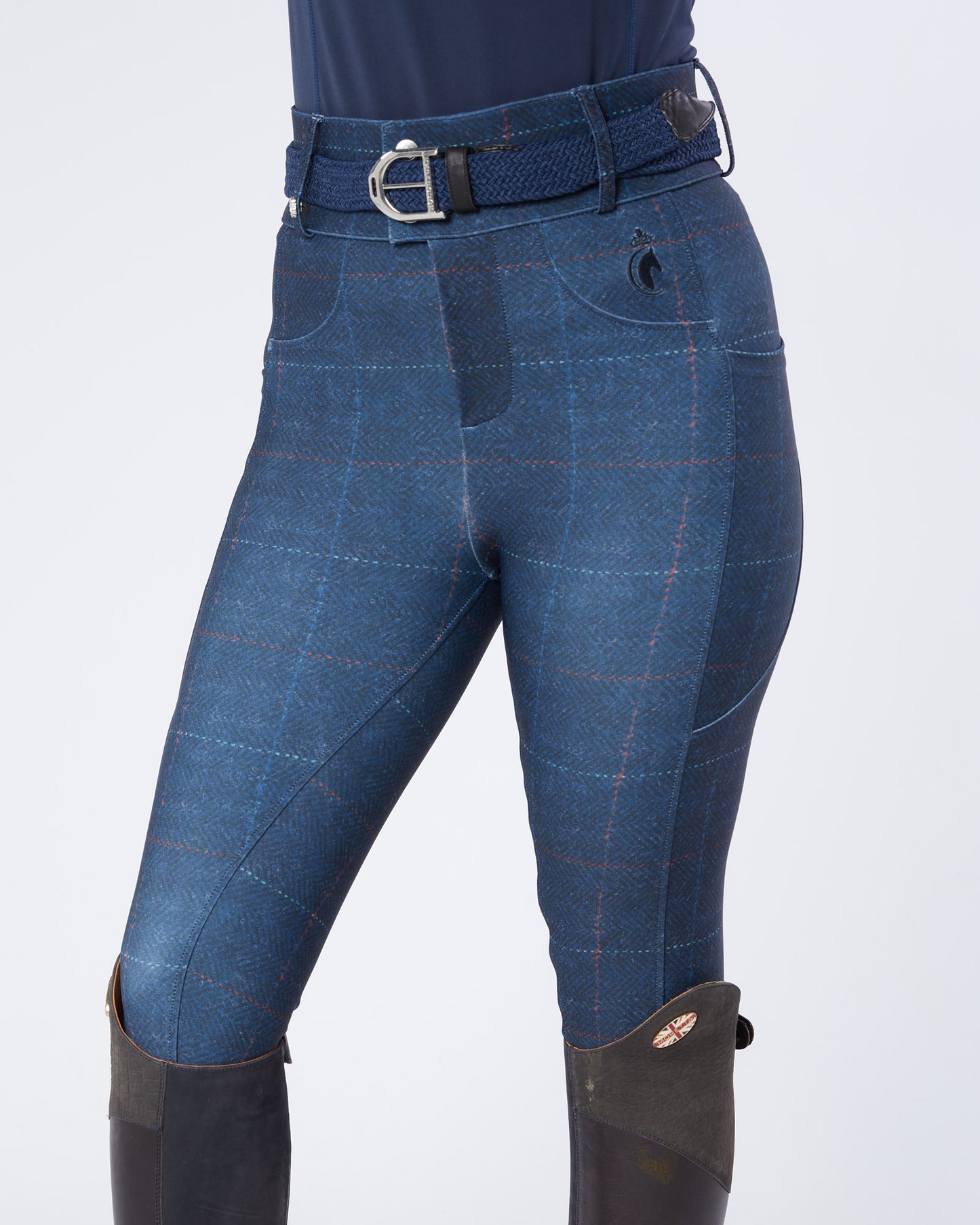 Navy Tweed Riding Breeches (Breggings) - No Grip