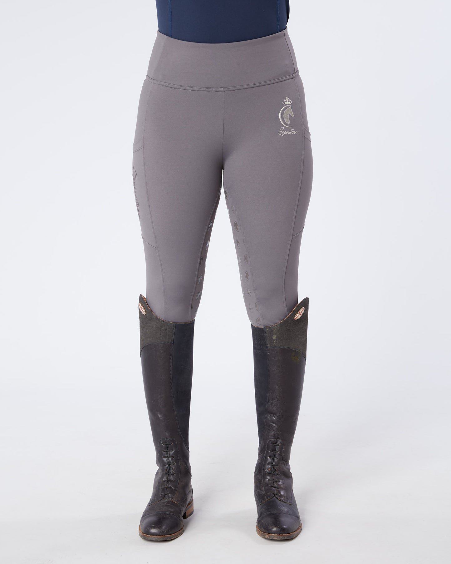 NEW - ORIGINALS Steel Grey Riding Leggings / Tights with Phone Pockets - GREY
