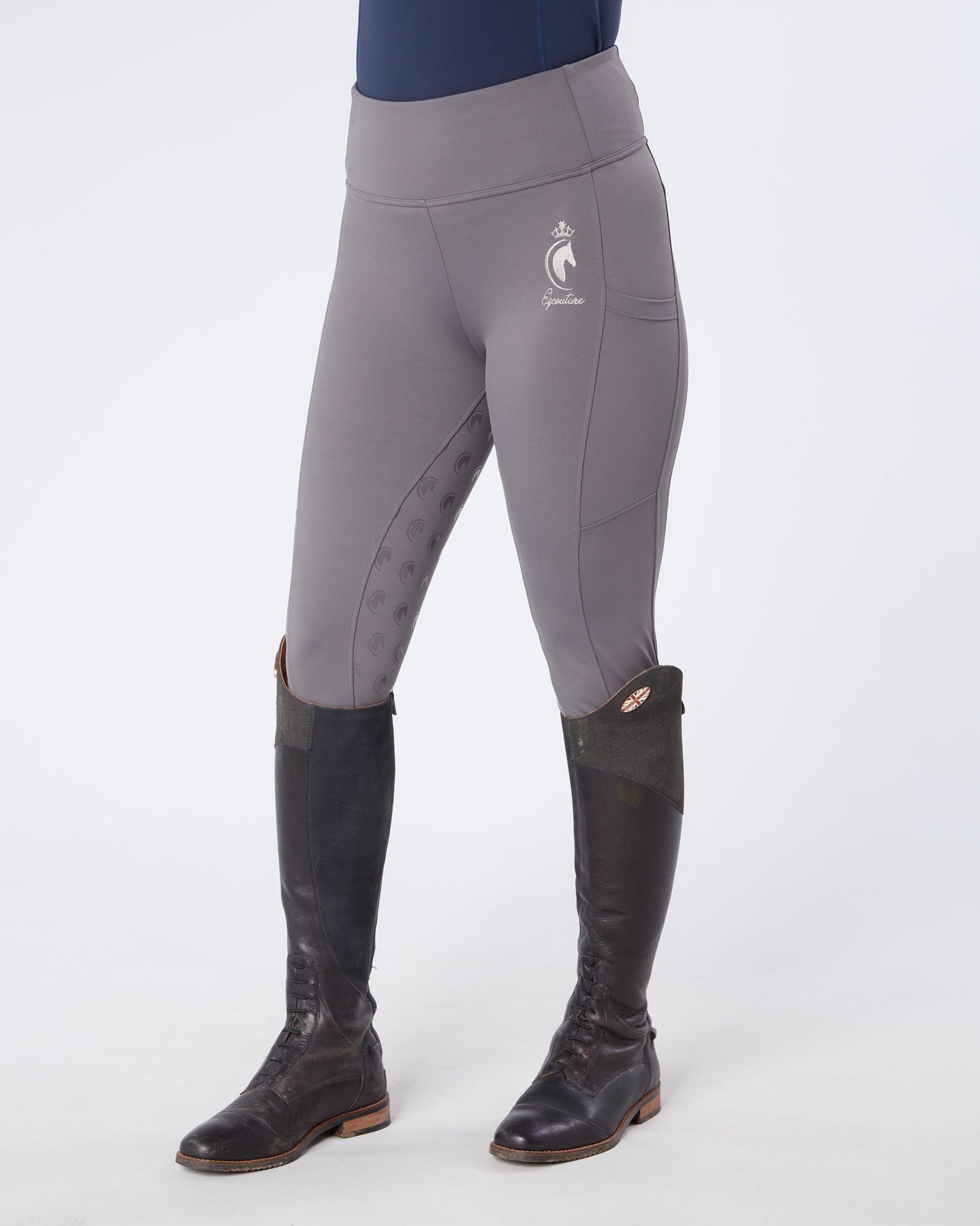 NEW - ORIGINALS Steel Grey Riding Leggings / Tights with Phone Pockets - GREY