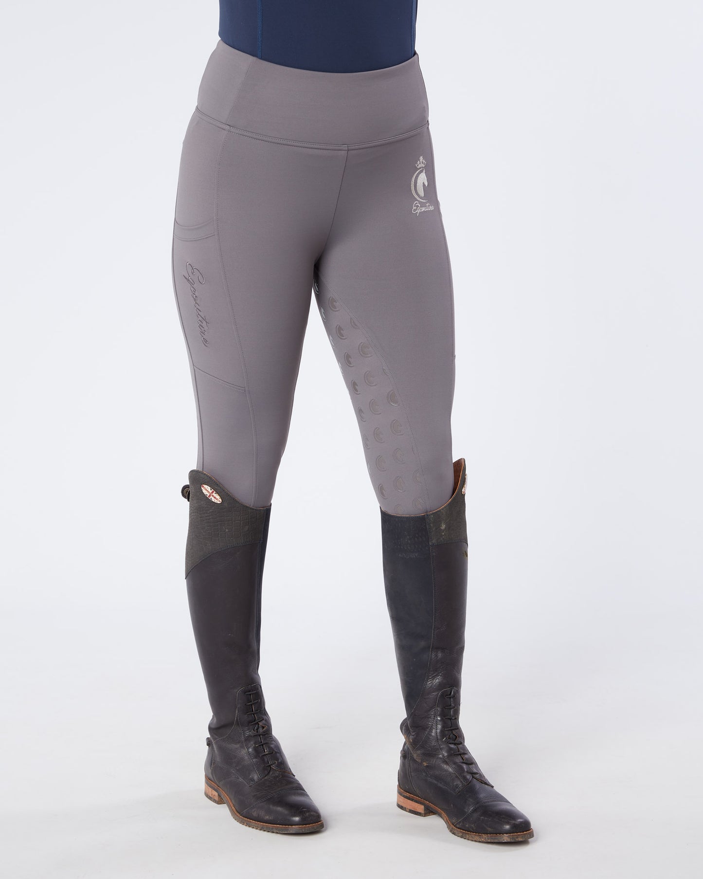 NEW - ORIGINALS Steel Grey Riding Leggings / Tights with Phone Pockets - GREY