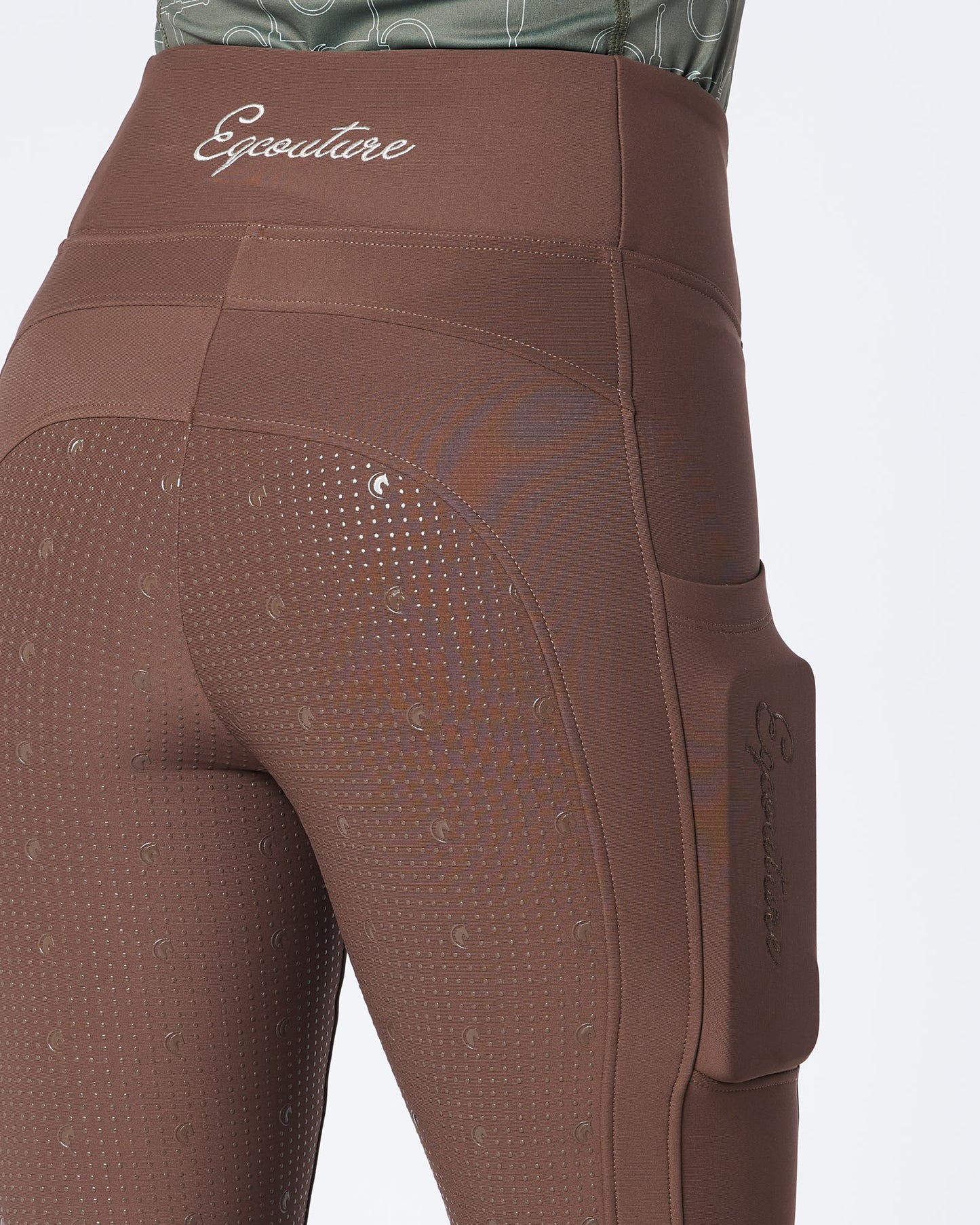 WINTER ALL-SEASON Brown Riding Leggings / Tights with Phone Pockets - WATER RESISTANT