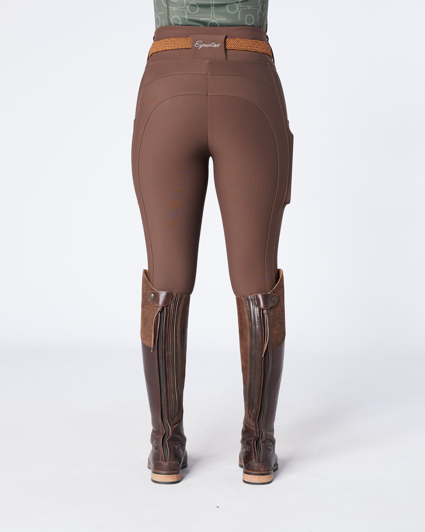 WINTER ALL-SEASON Brown Riding Leggings / Tights with Phone Pockets - NO GRIP / SILICONE