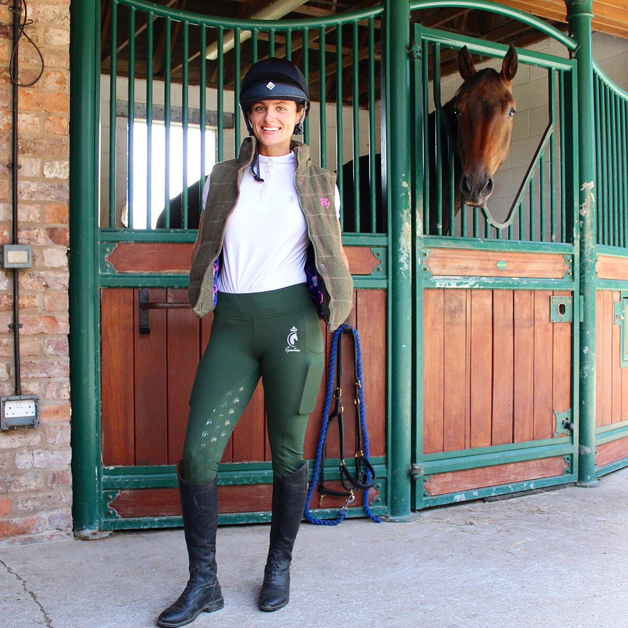 ORIGINALS Forest Green Riding Leggings / Tights with Phone Pockets