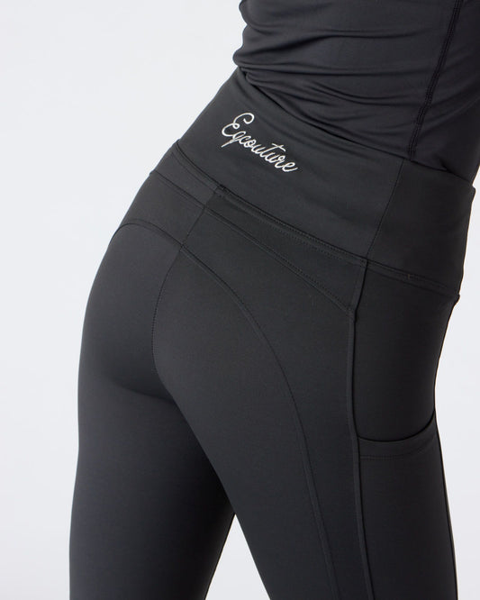 gym sports riding leggings black with phone pockets